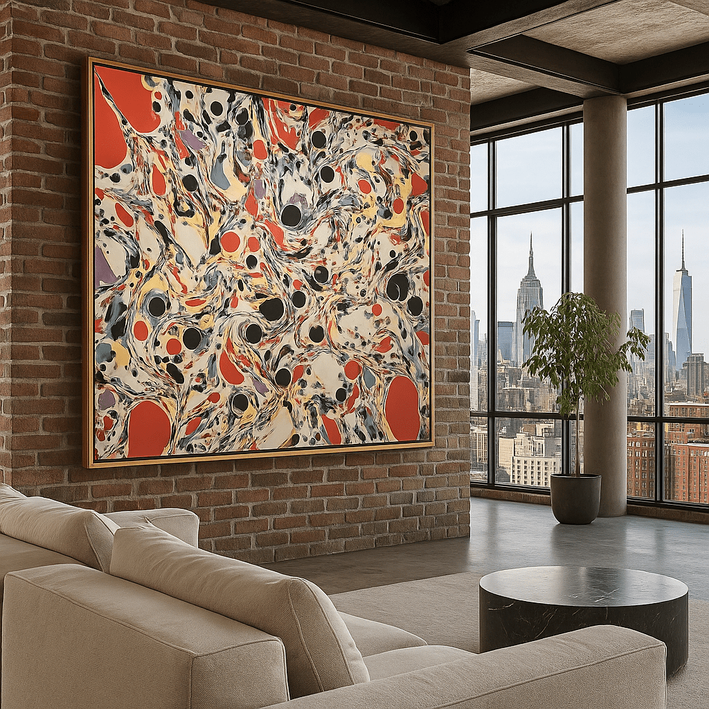 Canvas Print: Cosmic Current – Abstract Expressionist Canvas Print | Modern Colorful Wall Art modern abstract canvas wall art by Rossetti Art – luxury interior design artwork for living room, bedroom, office – abstract wall art contemporary wall design framed abstract canvas