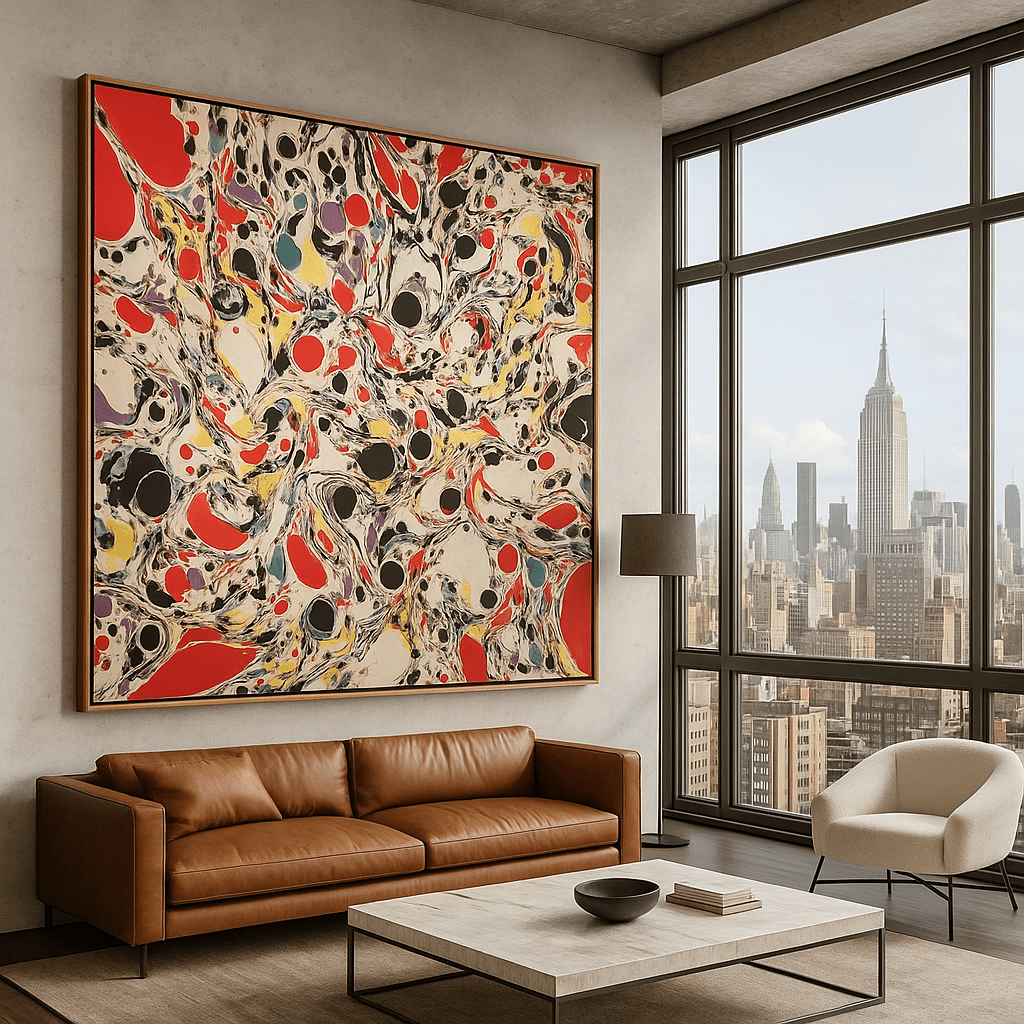 Canvas Print: Cosmic Current – Abstract Expressionist Canvas Print | Modern Colorful Wall Art modern abstract canvas wall art by Rossetti Art – luxury interior design artwork for living room, bedroom, office – abstract wall art contemporary wall design framed abstract canvas
