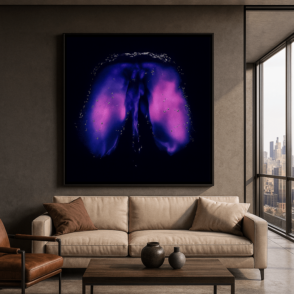 Canvas Print : "Cosmic Orchid" – Abstract Purple Flower Canvas Art | Trippy Wall Decor - Chiara Rossetti