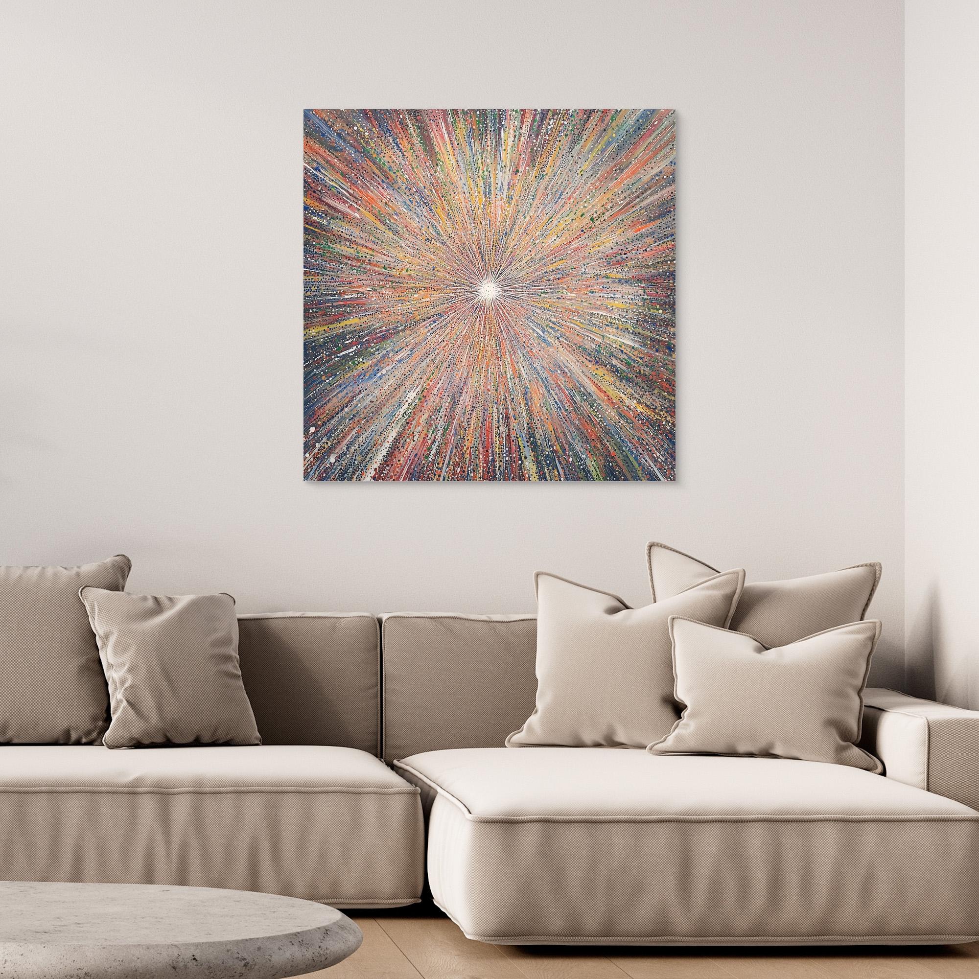 Canvas Print: "Cosmic Radiance Explosion" - Colorful Contemporary Wall Art modern abstract canvas wall art by Rossetti Art – luxury interior design artwork for living room, bedroom, office – Contemporary Art for Sale contemporary art piece Contemporary art print