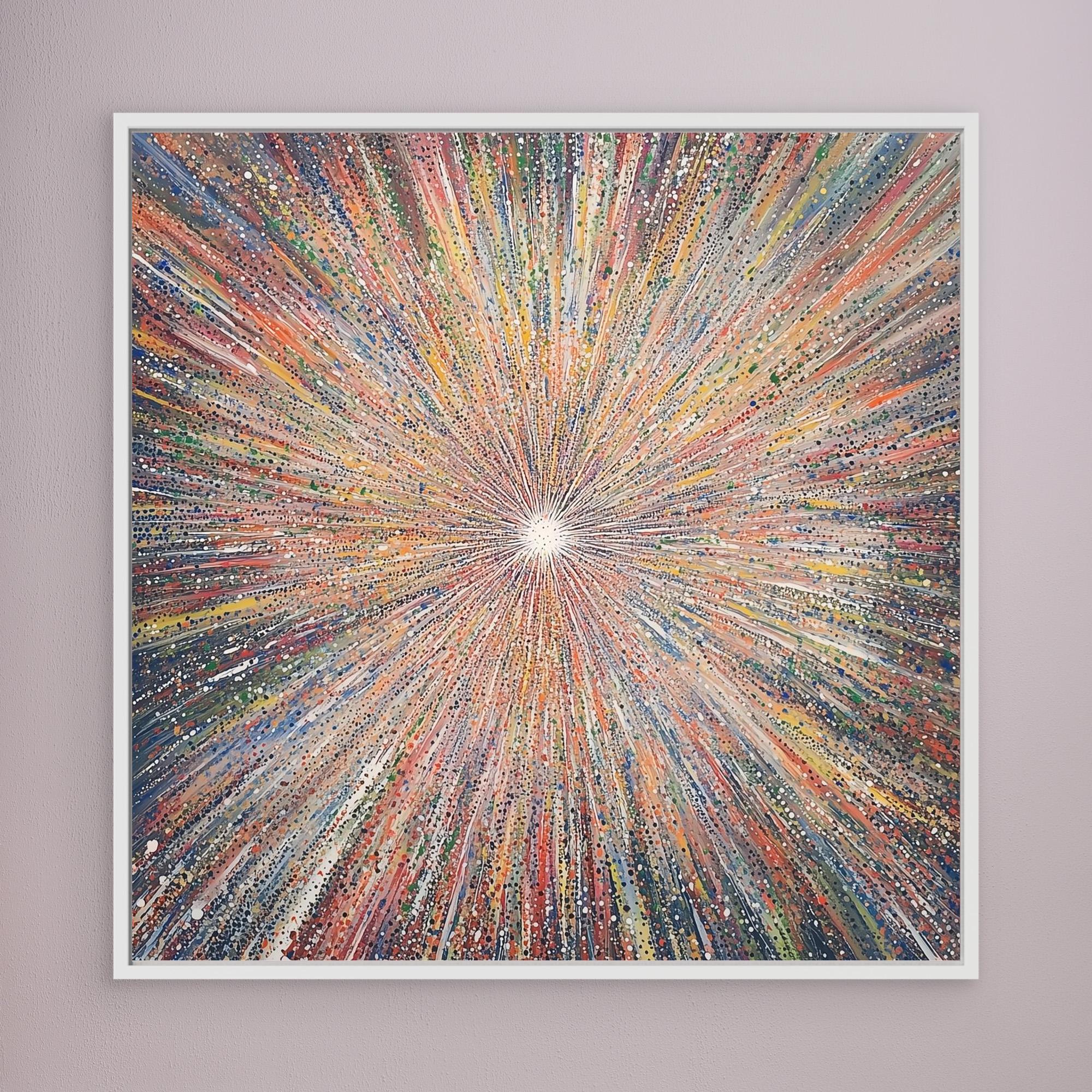 Canvas Print: "Cosmic Radiance Explosion" - Colorful Contemporary Wall Art modern abstract canvas wall art by Rossetti Art – luxury interior design artwork for living room, bedroom, office – Contemporary Art for Sale contemporary art piece Contemporary art print