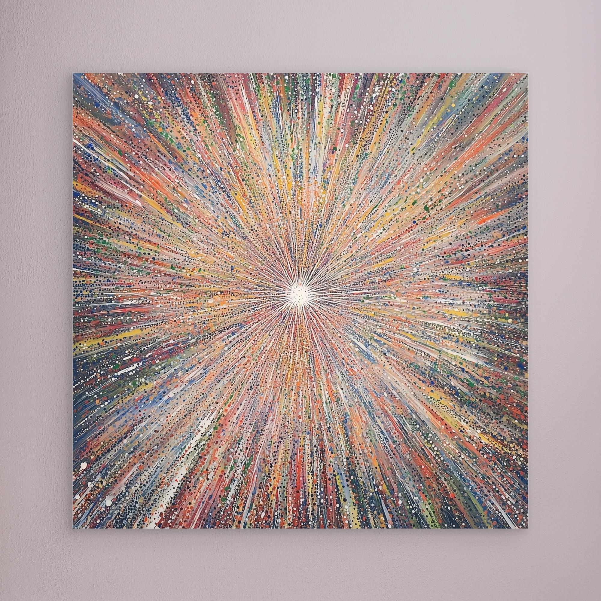 Canvas Print: "Cosmic Radiance Explosion" - Colorful Contemporary Wall Art modern abstract canvas wall art by Rossetti Art – luxury interior design artwork for living room, bedroom, office – Contemporary Art for Sale contemporary art piece Contemporary art print