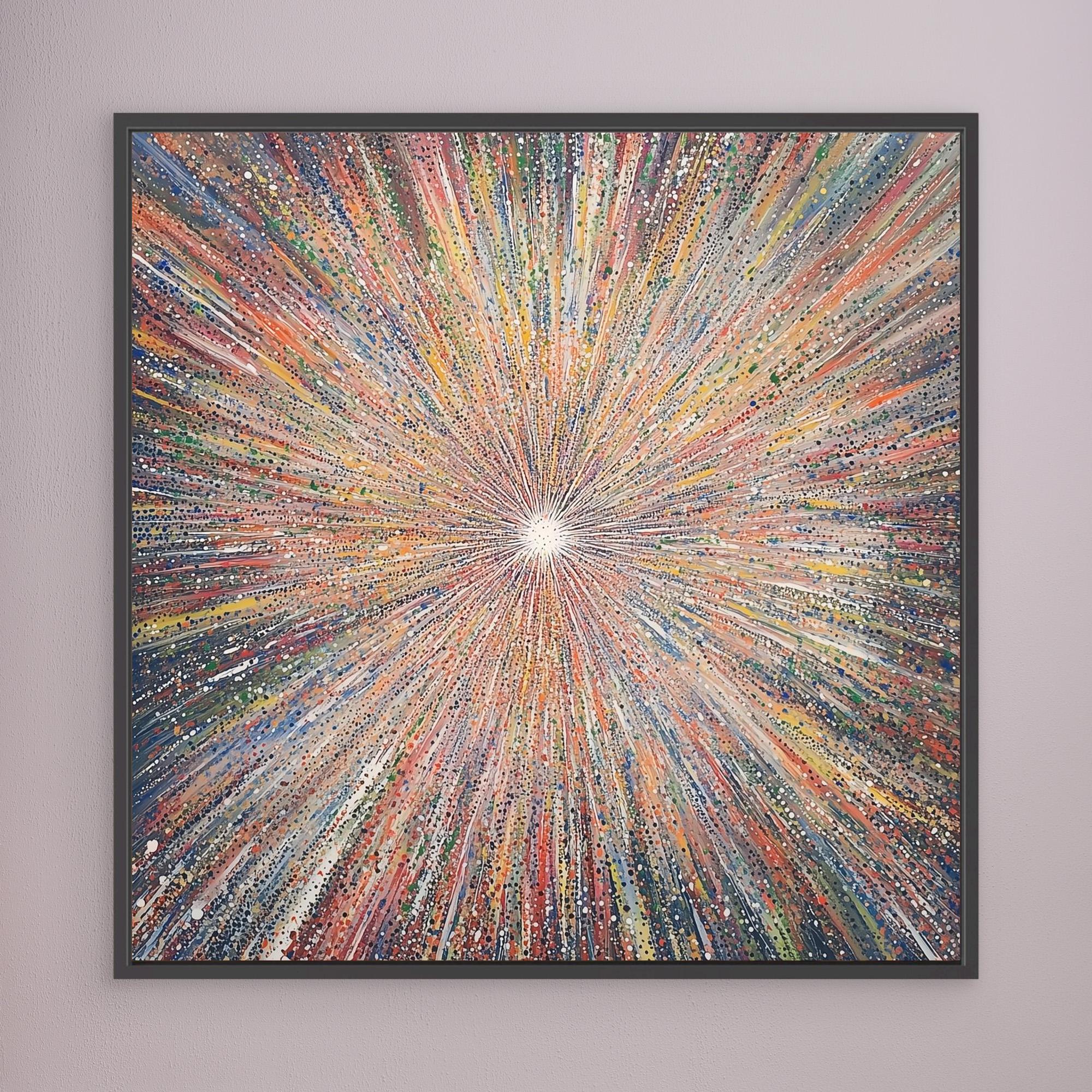 Canvas Print: "Cosmic Radiance Explosion" - Colorful Contemporary Wall Art modern abstract canvas wall art by Rossetti Art – luxury interior design artwork for living room, bedroom, office – Contemporary Art for Sale contemporary art piece Contemporary art print