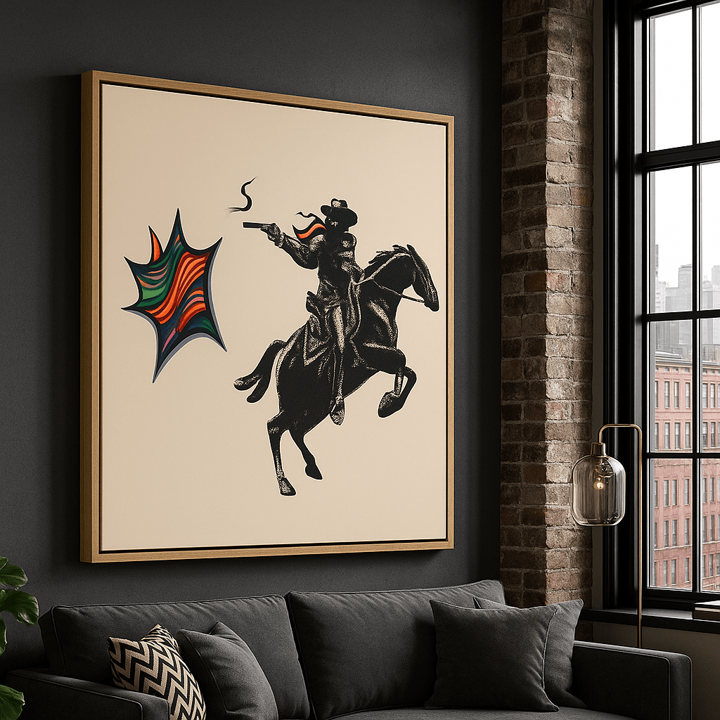 Canvas Print : Cowboy Pop Art – Retro Western Wall Print with a Twist - Chiara Rossetti