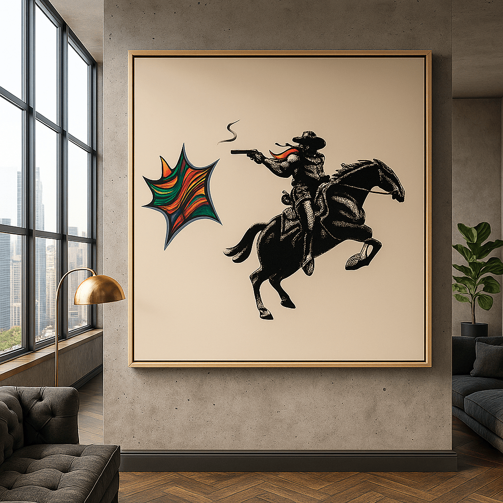 Canvas Print : Cowboy Pop Art – Retro Western Wall Print with a Twist - Chiara Rossetti