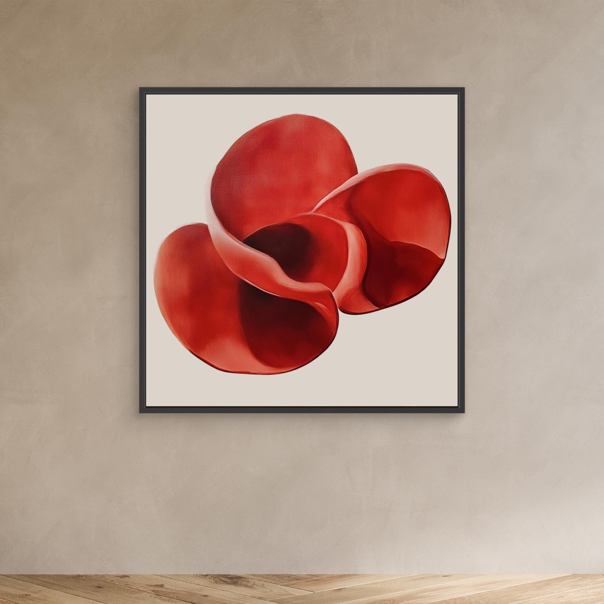 Canvas Print: "Crimson Bloom Flow" - Abstract Expressionist Art modern abstract canvas wall art by Rossetti Art – luxury interior design artwork for living room, bedroom, office – abstract red art Bold red artwork Red Accent Art