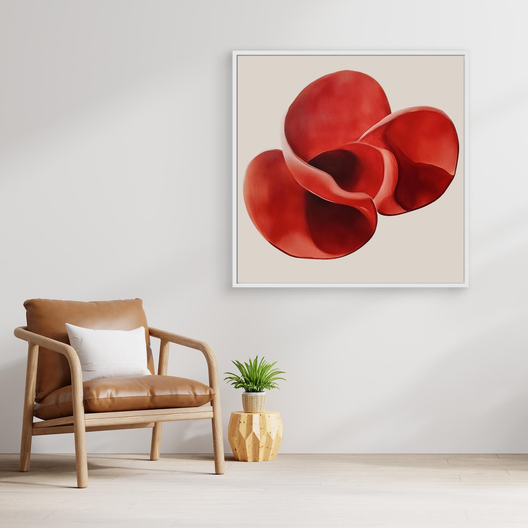 Canvas Print: "Crimson Bloom Flow" - Abstract Expressionist Art modern abstract canvas wall art by Rossetti Art – luxury interior design artwork for living room, bedroom, office – abstract red art Bold red artwork Red Accent Art