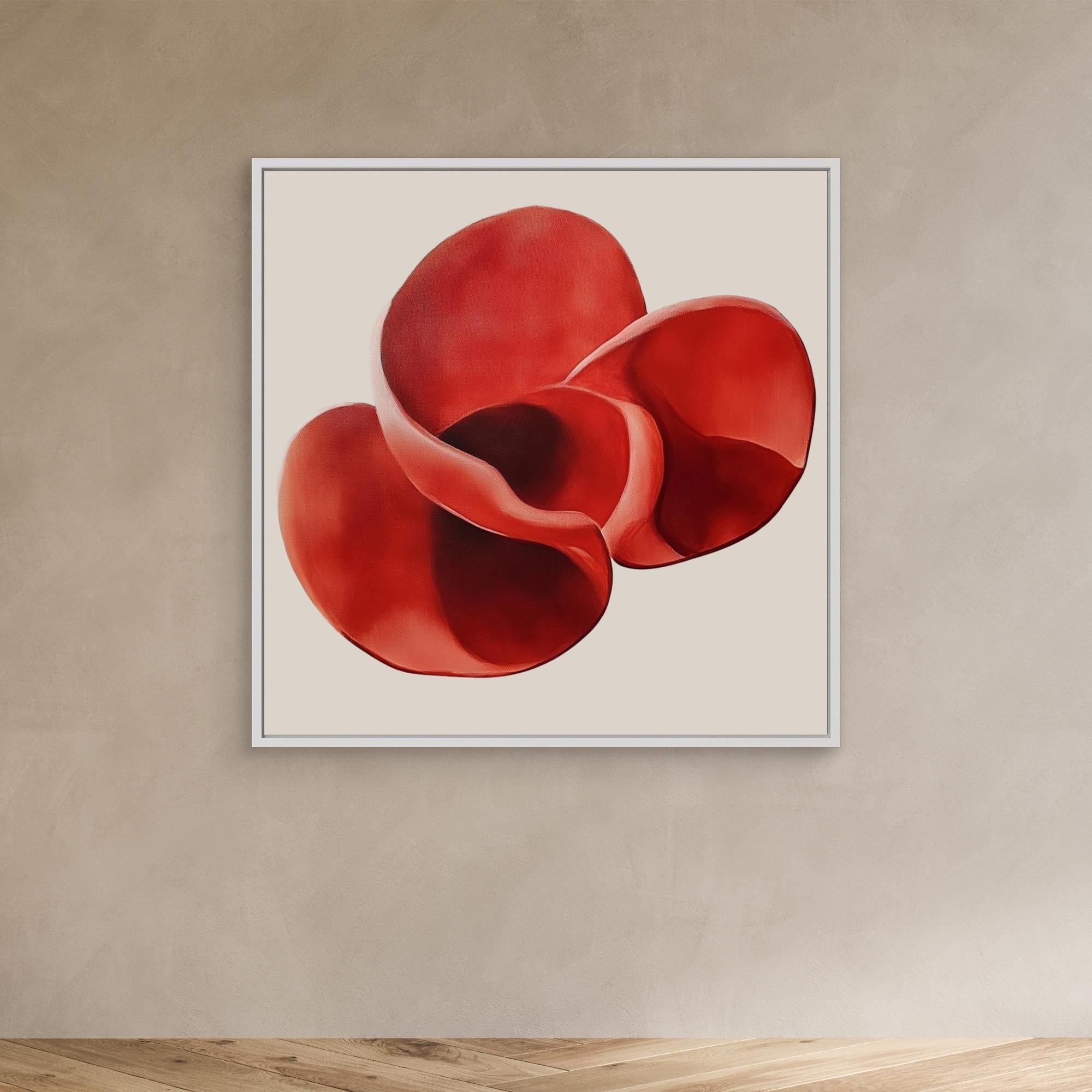 Canvas Print: "Crimson Bloom Flow" - Abstract Expressionist Art modern abstract canvas wall art by Rossetti Art – luxury interior design artwork for living room, bedroom, office – abstract red art Bold red artwork Red Accent Art