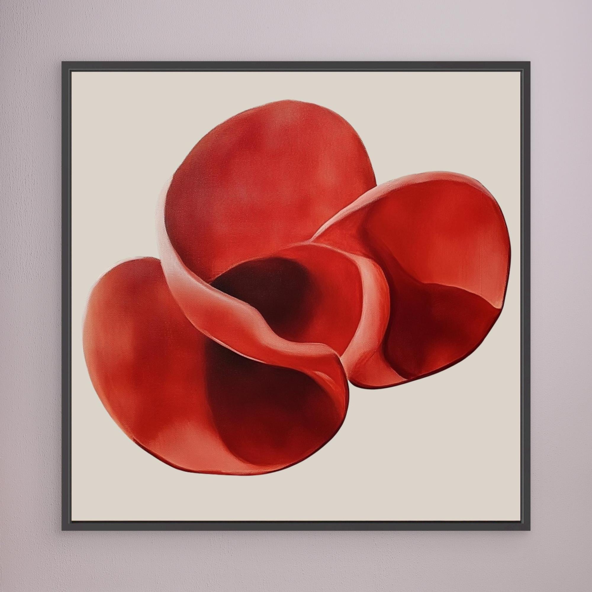 Canvas Print: "Crimson Bloom Flow" - Abstract Expressionist Art modern abstract canvas wall art by Rossetti Art – luxury interior design artwork for living room, bedroom, office – abstract red art Bold red artwork Red Accent Art