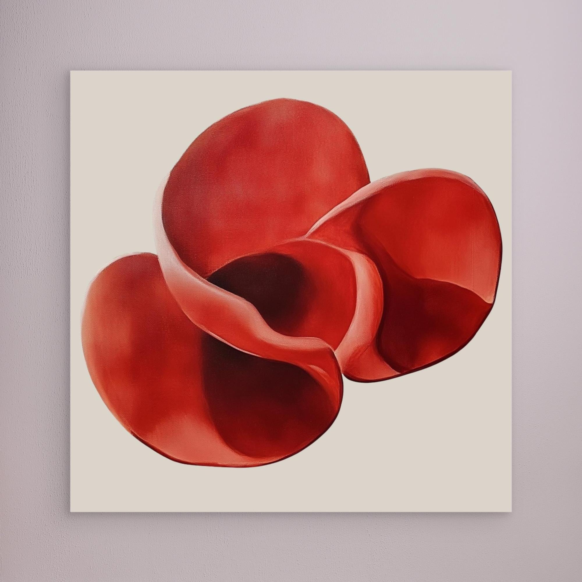 Canvas Print: "Crimson Bloom Flow" - Abstract Expressionist Art modern abstract canvas wall art by Rossetti Art – luxury interior design artwork for living room, bedroom, office – abstract red art Bold red artwork Red Accent Art