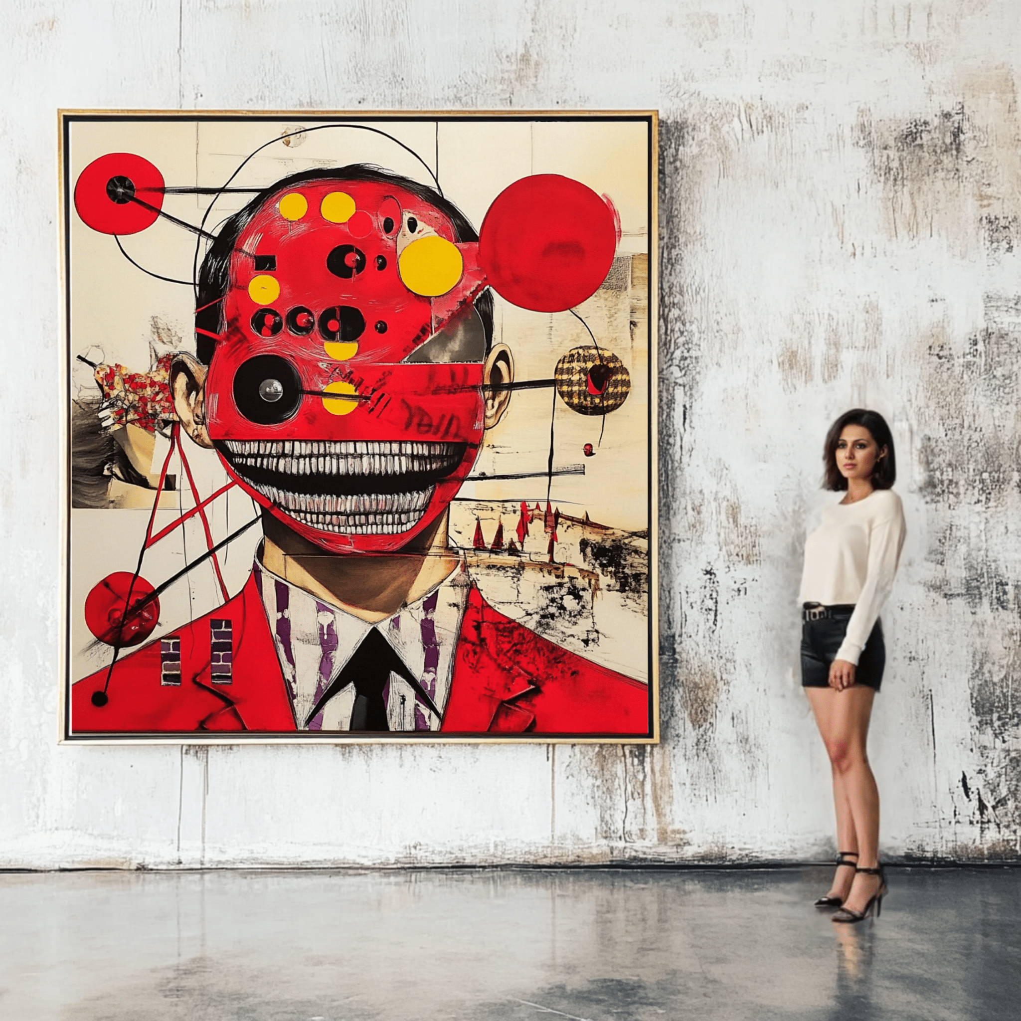Canvas Print : Crimson Chaos - Surreal Red Abstract Art Print – Modern Mixed Media Wall Decor modern abstract canvas wall art by Rossetti Art – luxury interior design artwork for living room, bedroom, office – contemporary wall painting handmade wall art modern art on canvas