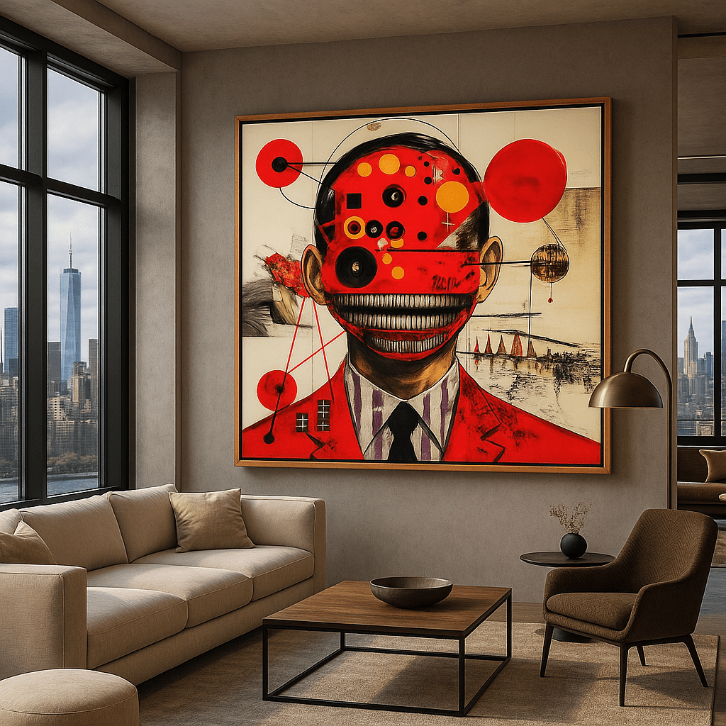 Canvas Print : Crimson Chaos - Surreal Red Abstract Art Print – Modern Mixed Media Wall Decor modern abstract canvas wall art by Rossetti Art – luxury interior design artwork for living room, bedroom, office – contemporary wall painting handmade wall art modern art on canvas