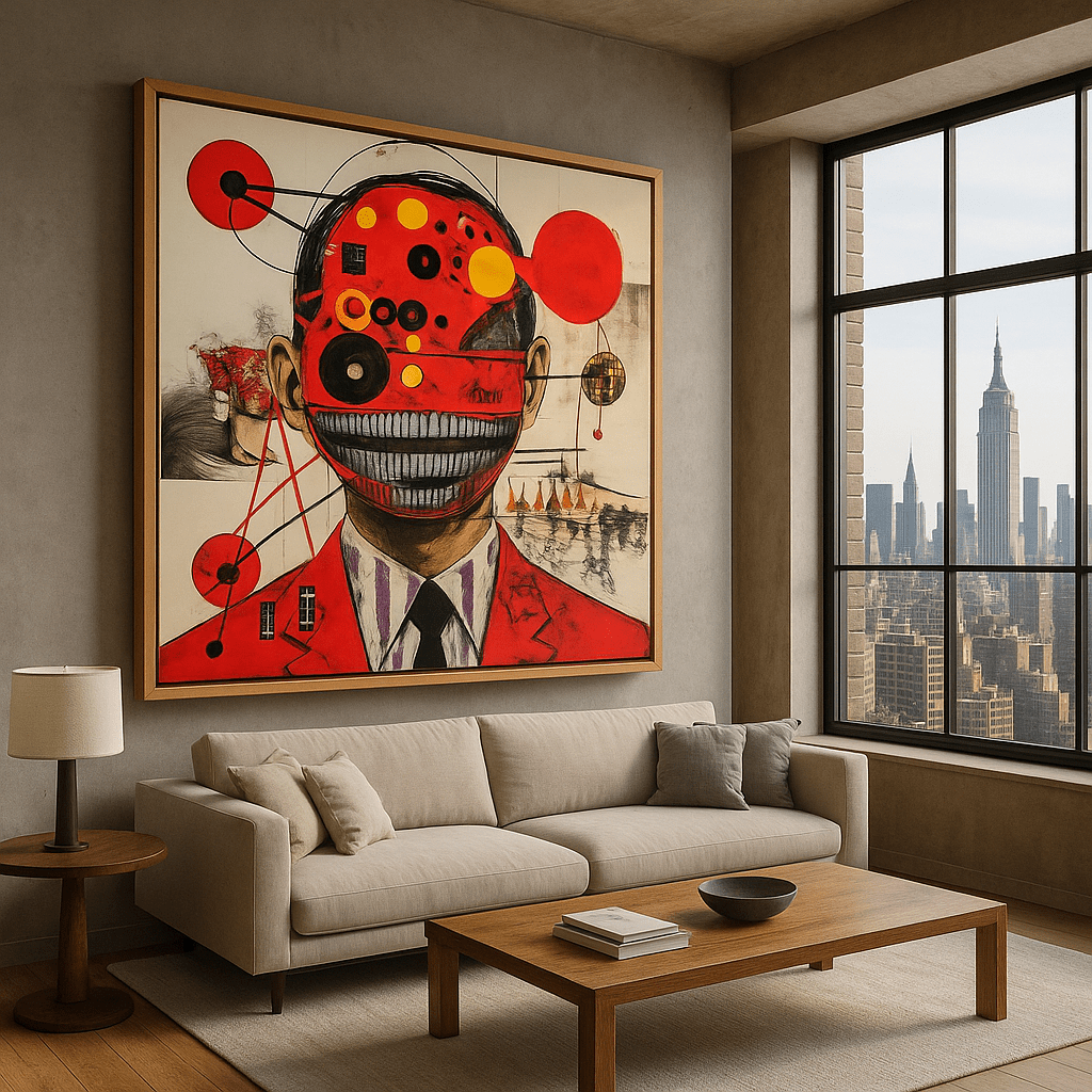 Canvas Print : Crimson Chaos - Surreal Red Abstract Art Print – Modern Mixed Media Wall Decor modern abstract canvas wall art by Rossetti Art – luxury interior design artwork for living room, bedroom, office – contemporary wall painting handmade wall art modern art on canvas