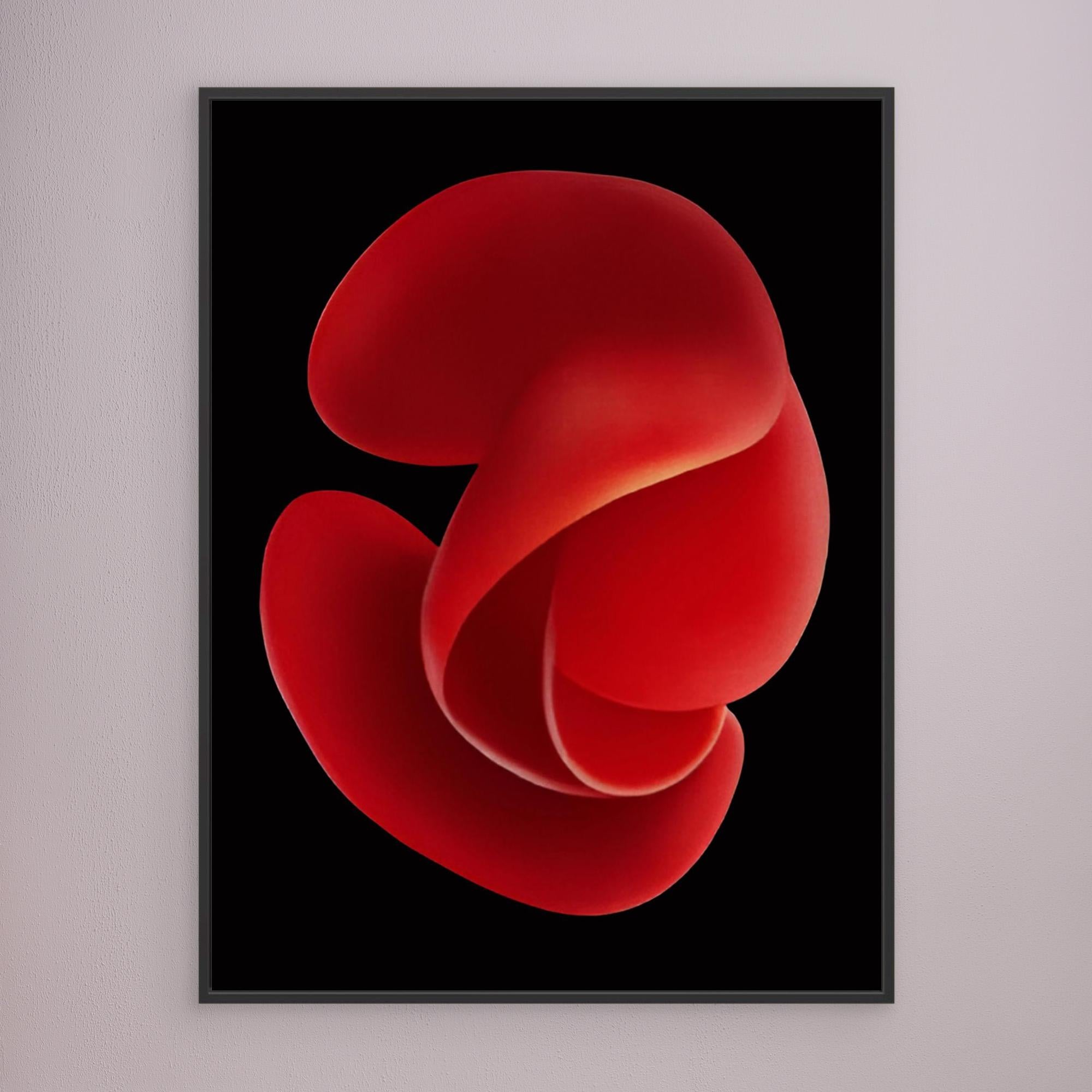 Canvas Print: "Crimson Essence Bloom" - Abstract Floral Art modern abstract canvas wall art by Rossetti Art – luxury interior design artwork for living room, bedroom, office – Bold floral canvas bold floral portrait contemporary floral decor