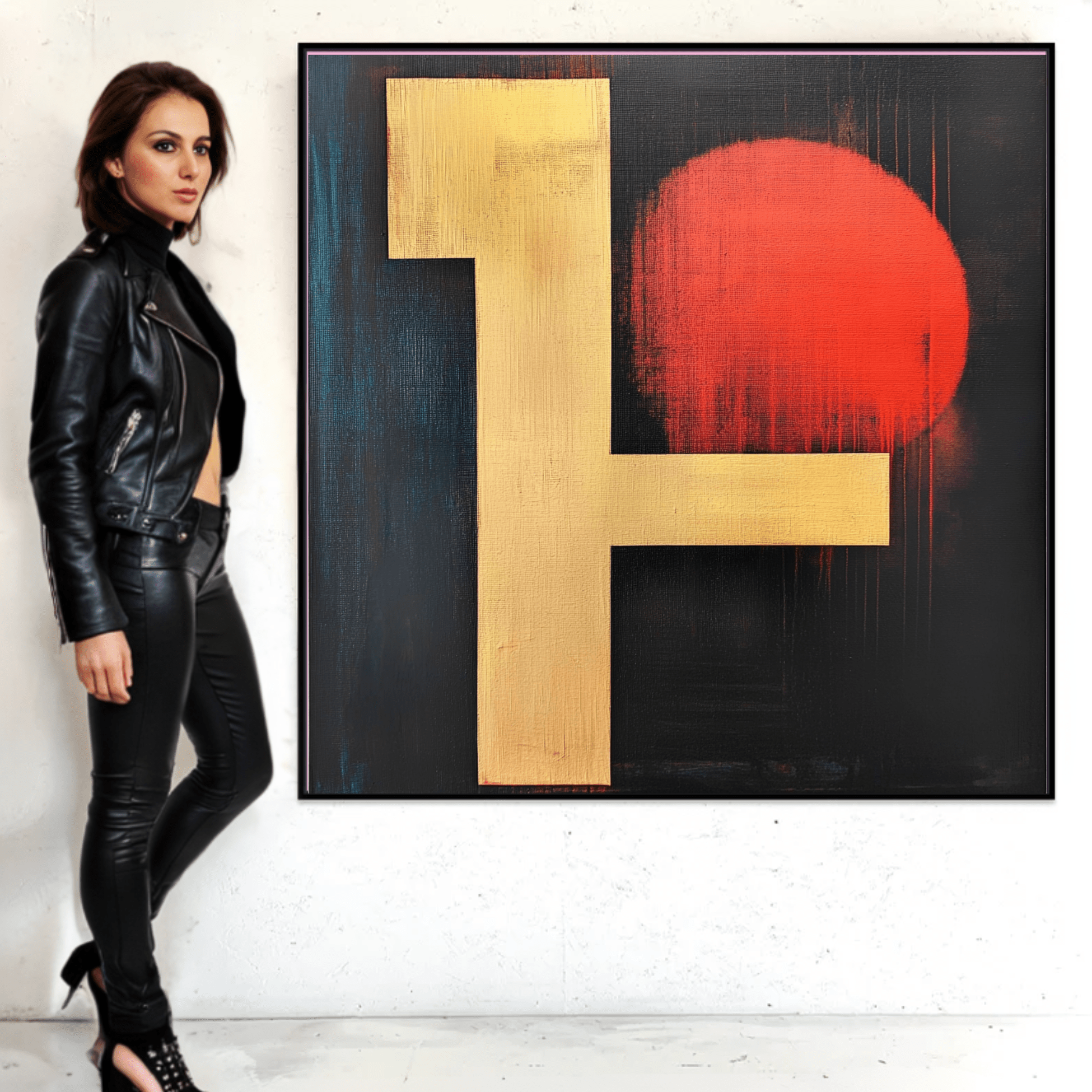 Canvas Print : Crimson Glow - Handmade Abstract Wall Art modern abstract canvas wall art by Rossetti Art – luxury interior design artwork for living room, bedroom, office – Contemporary Art Decor Golden Wall Art Ready To Hang Art