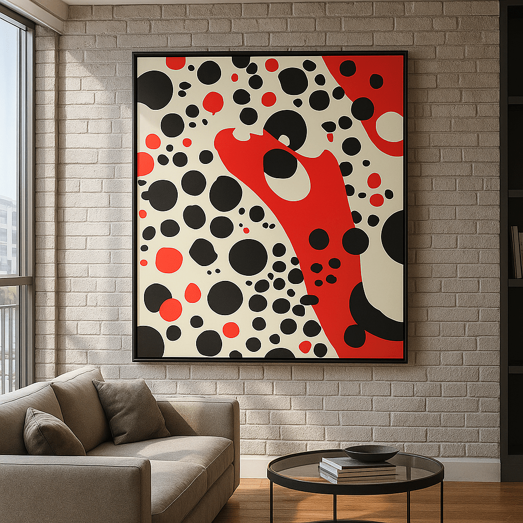 Canvas Print: Crimson Rhythm – Modern Abstract Canvas Print | Bold Black & Red Wall Art modern abstract canvas wall art by Rossetti Art – luxury interior design artwork for living room, bedroom, office – abstract wall art contemporary wall design framed abstract canvas