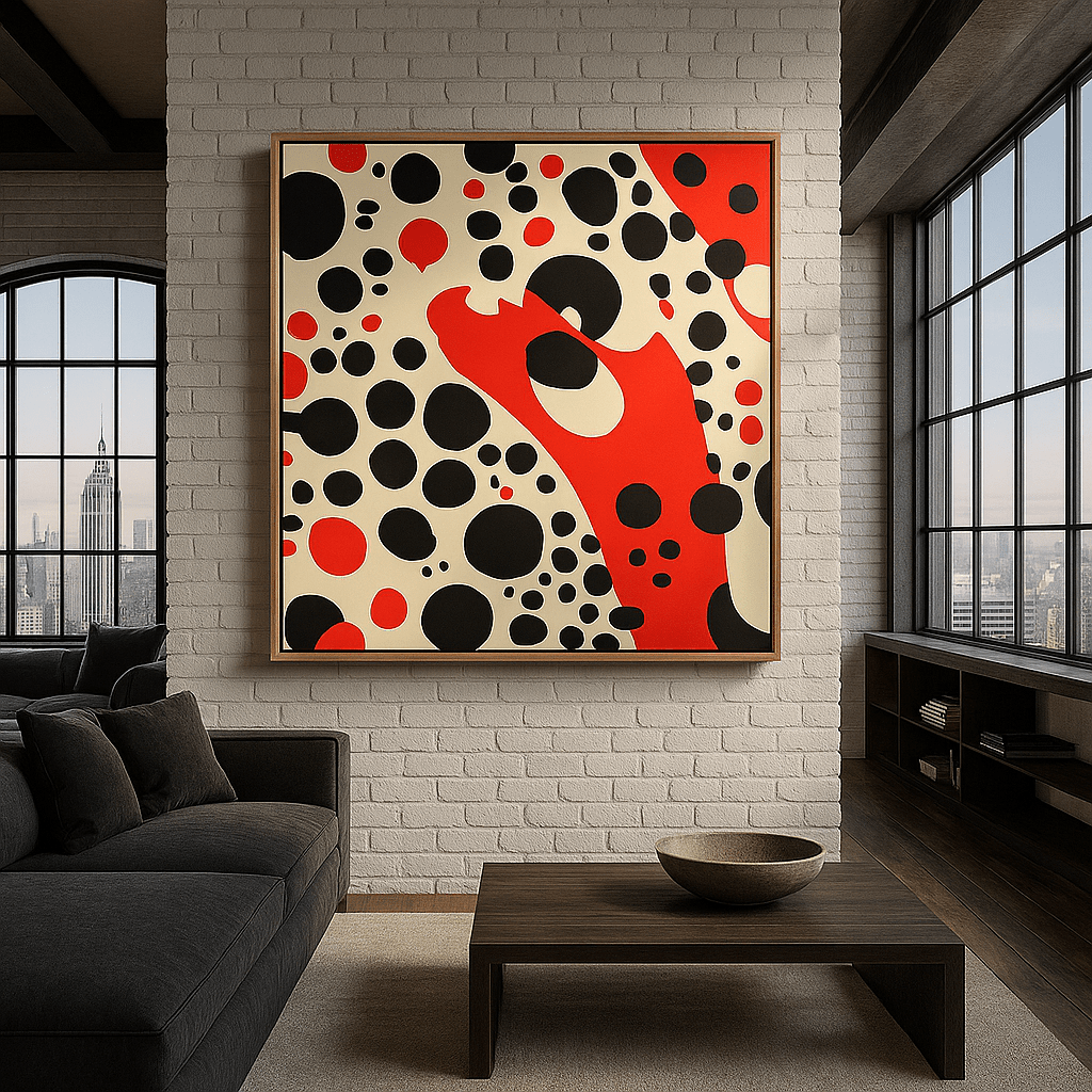 Canvas Print: Crimson Rhythm – Modern Abstract Canvas Print | Bold Black & Red Wall Art modern abstract canvas wall art by Rossetti Art – luxury interior design artwork for living room, bedroom, office – abstract wall art contemporary wall design framed abstract canvas