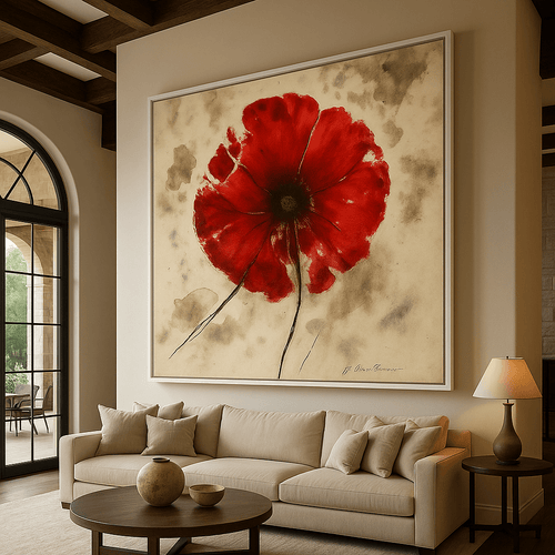 Canvas Print : Crimson Whisper - Minimalist Botanical Wall Art | Rossetti Art