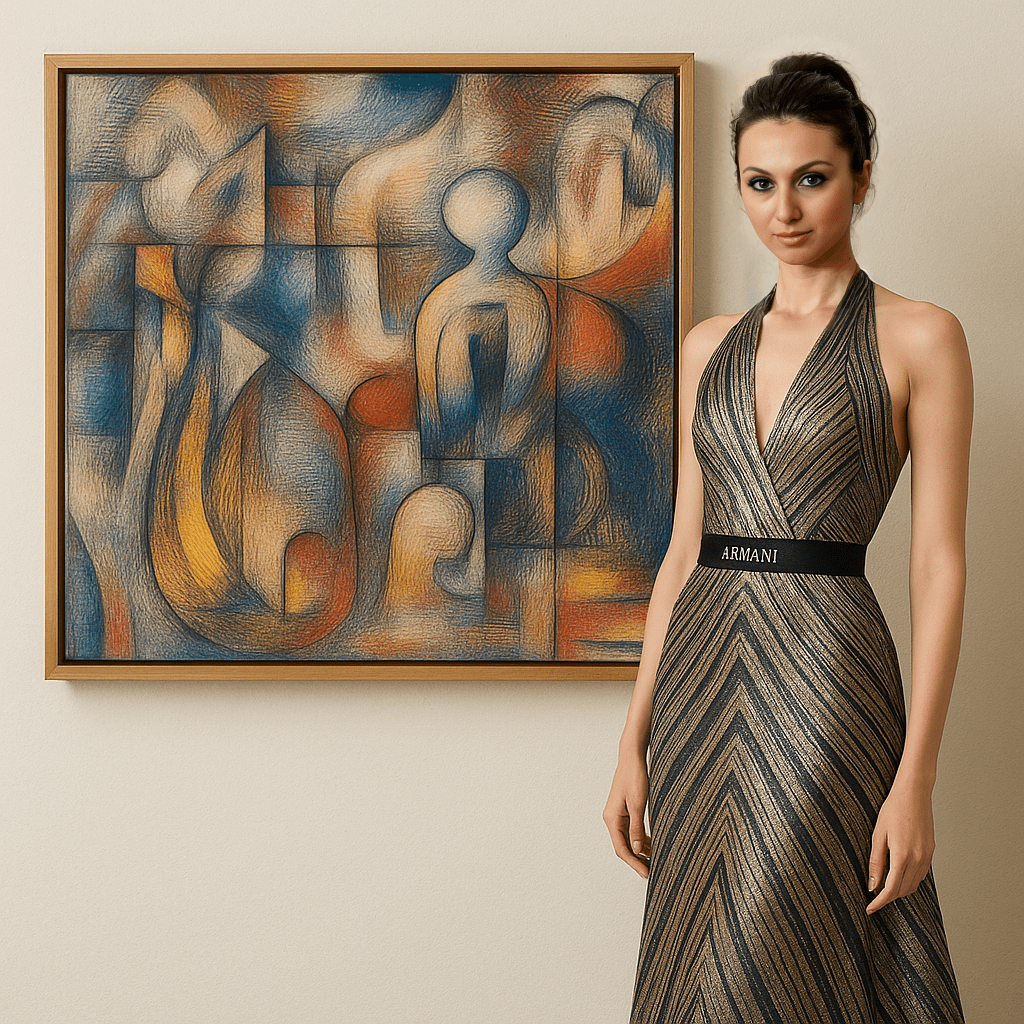 Canvas Print: Cubist Soul Awakening – Abstract Human Figure Art modern abstract canvas wall art by Rossetti Art – luxury interior design artwork for living room, bedroom, office – Abstract Human Form Colorful Abstract Painting Cubist Canvas
