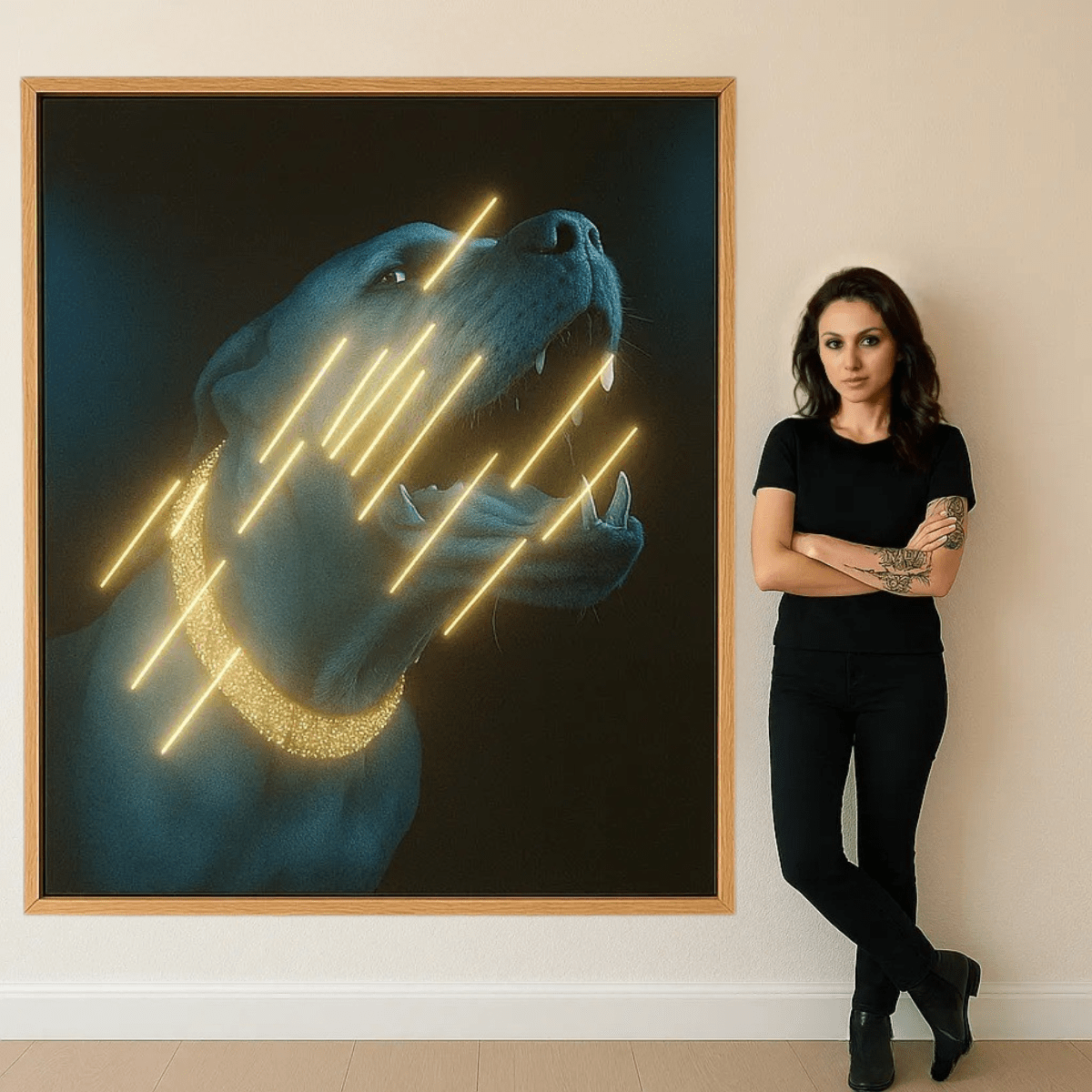 Canvas Print : Cyber Pitbull Royalty – LED Luxe Canvas Wall Art - Chiara Rossetti