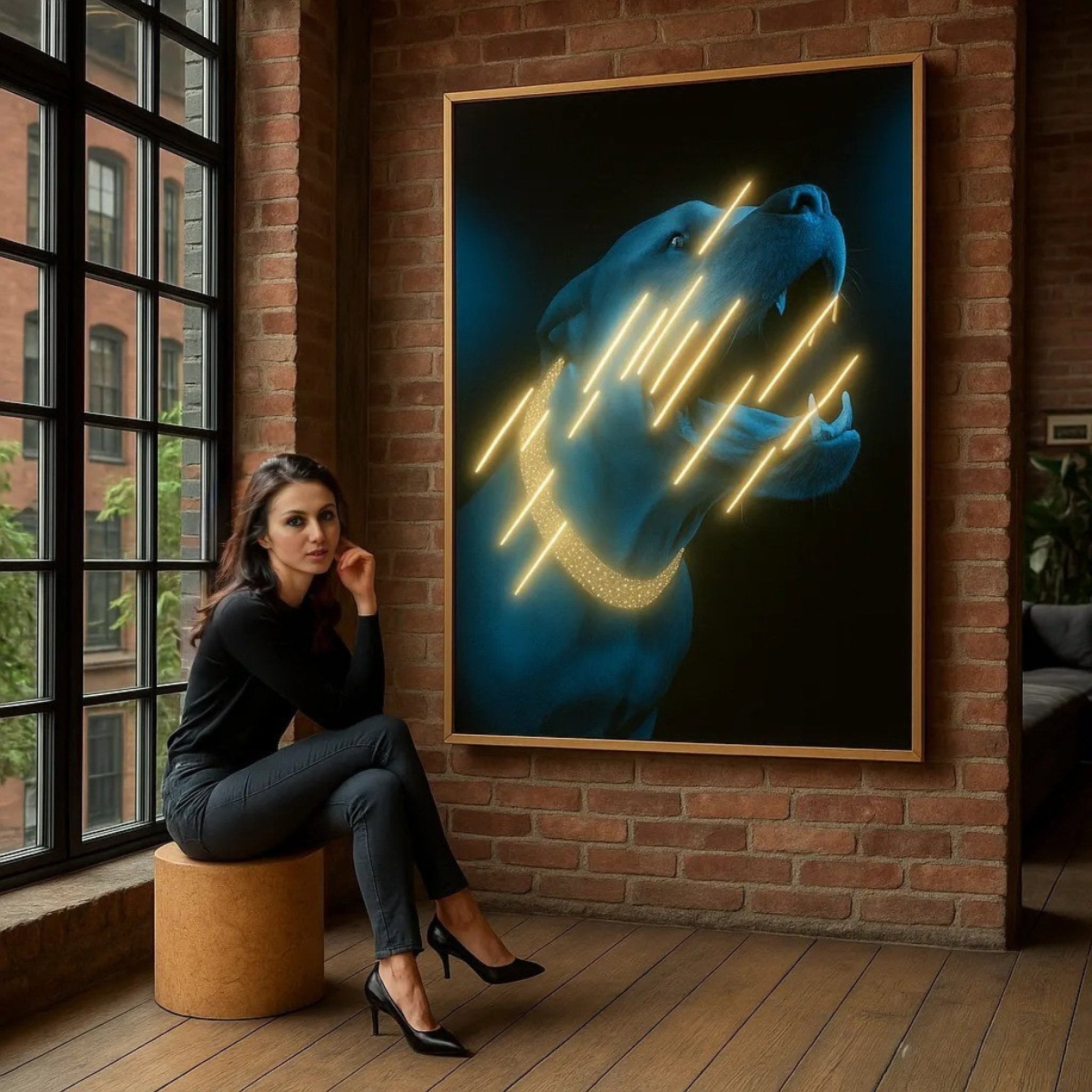 Canvas Print : Cyber Pitbull Royalty – LED Luxe Canvas Wall Art - Chiara Rossetti