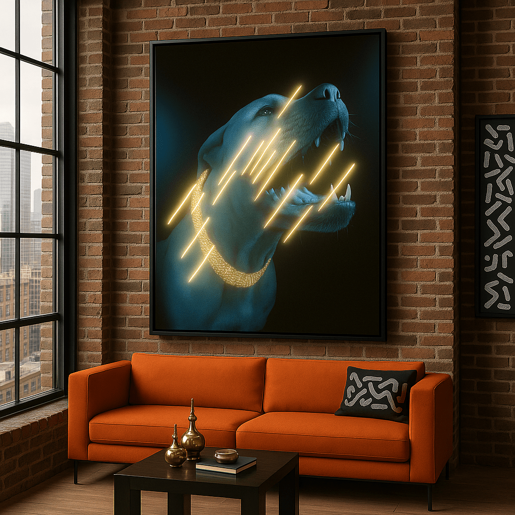 Canvas Print : Cyber Pitbull Royalty – LED Luxe Canvas Wall Art - Chiara Rossetti