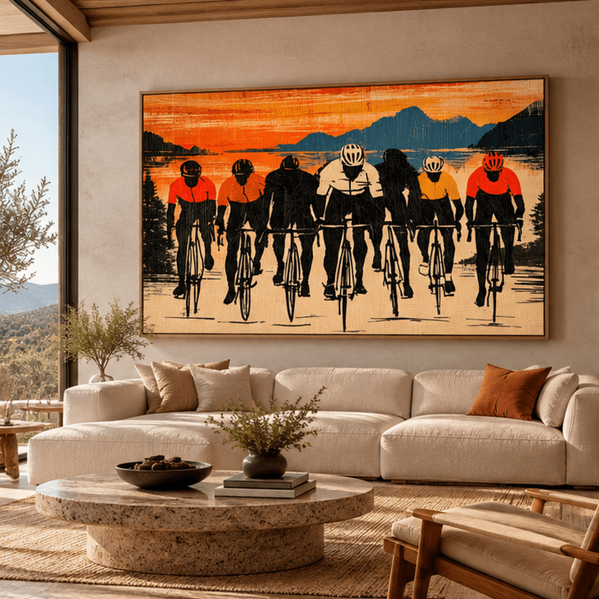 Cycling Art Print – Lakeside Peloton by Rossetti Art