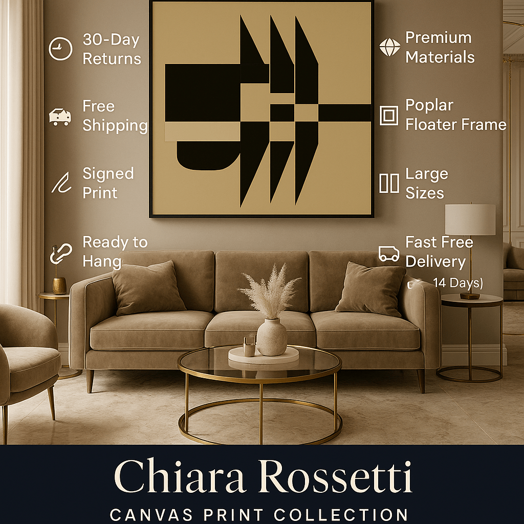 Canvas Print : Deco Pulse – Black & Beige Abstract Modern Geometric Canvas Art modern abstract canvas wall art by Rossetti Art – luxury interior design artwork for living room, bedroom, office – Contemporary Art for Sale contemporary art piece Contemporary art print