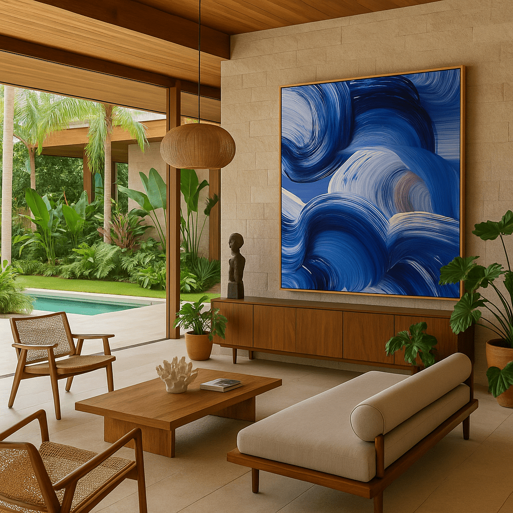 Canvas Print : Deep Tide | Blue Abstract Brushstroke Wall Art - Chiara Rossetti