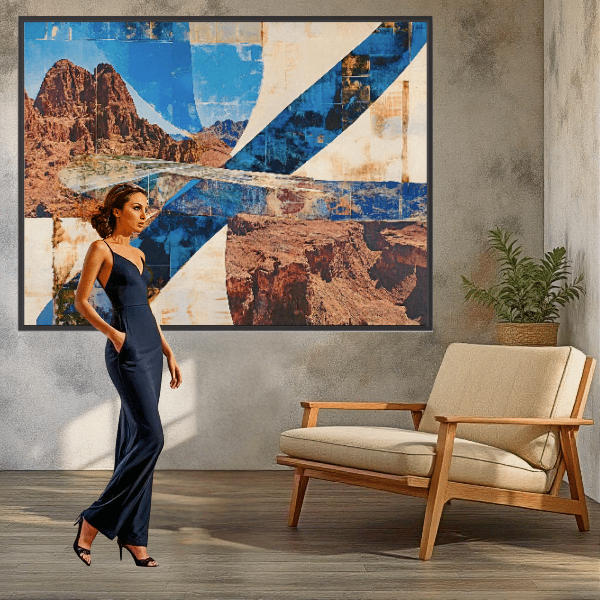 Canvas Print : Desert Dreamscape Photography - Abstract Grand Canyon Art modern abstract canvas wall art by Rossetti Art – luxury interior design artwork for living room, bedroom, office – Abstract Brushstroke Wall Art contemporary wall painting handmade wall art