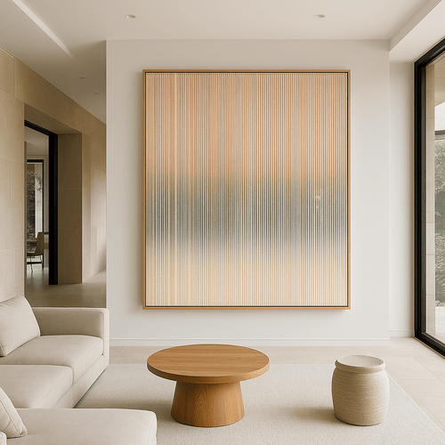 Canvas Print : Desert Fade Vibes – Gradient Stripe Canvas Wall Art modern abstract canvas wall art by Rossetti Art – luxury interior design artwork for living room, bedroom, office – Contemporary Art for Sale contemporary art piece Contemporary art print