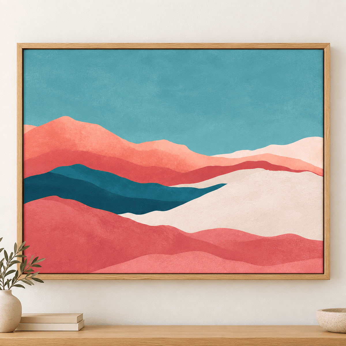 Desert Landscape Art – Coral Ridge by Rossetti Art, framed