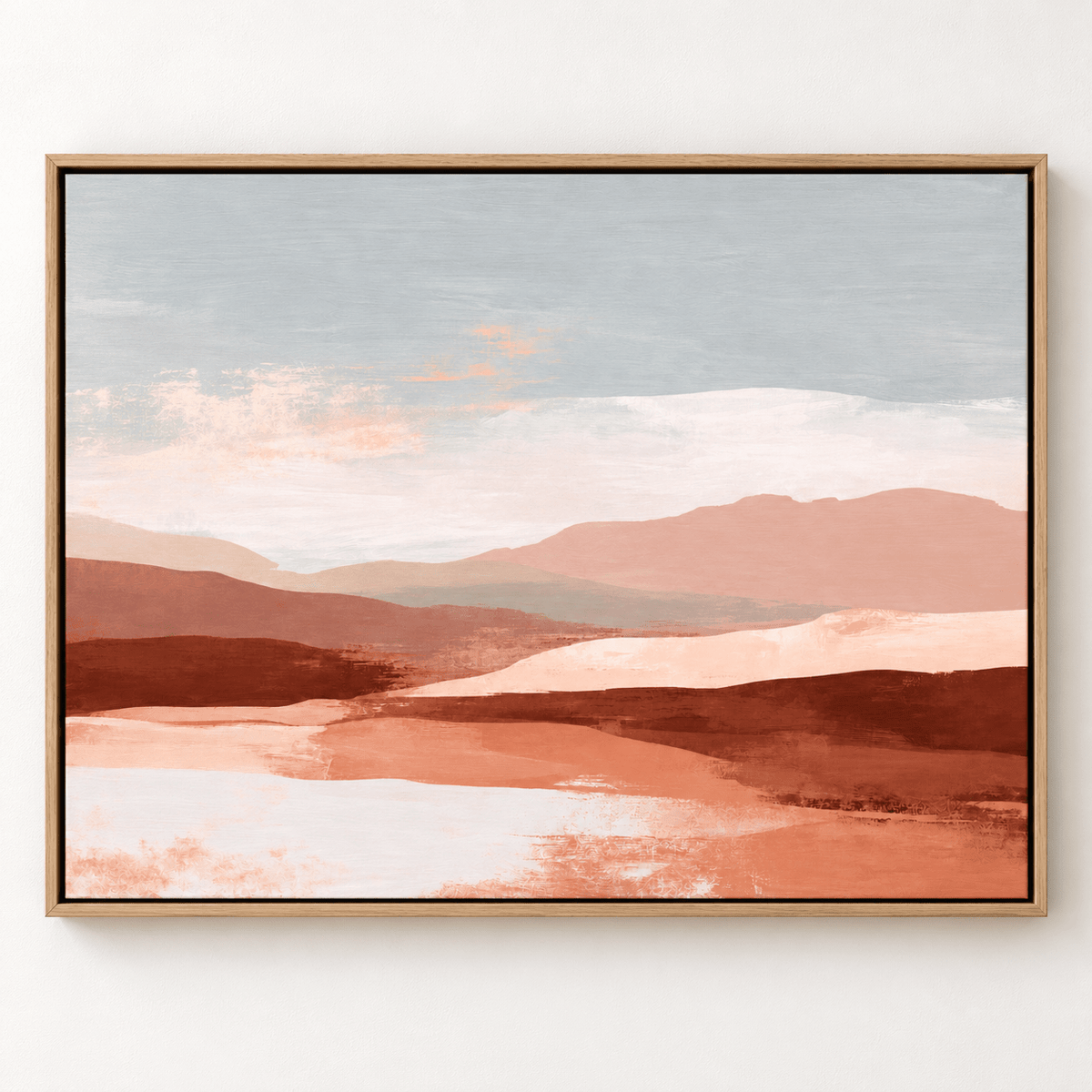 Desert Landscape Wall Art – Mesa Dawn canvas print by Rossetti Art, terracotta and rust hills