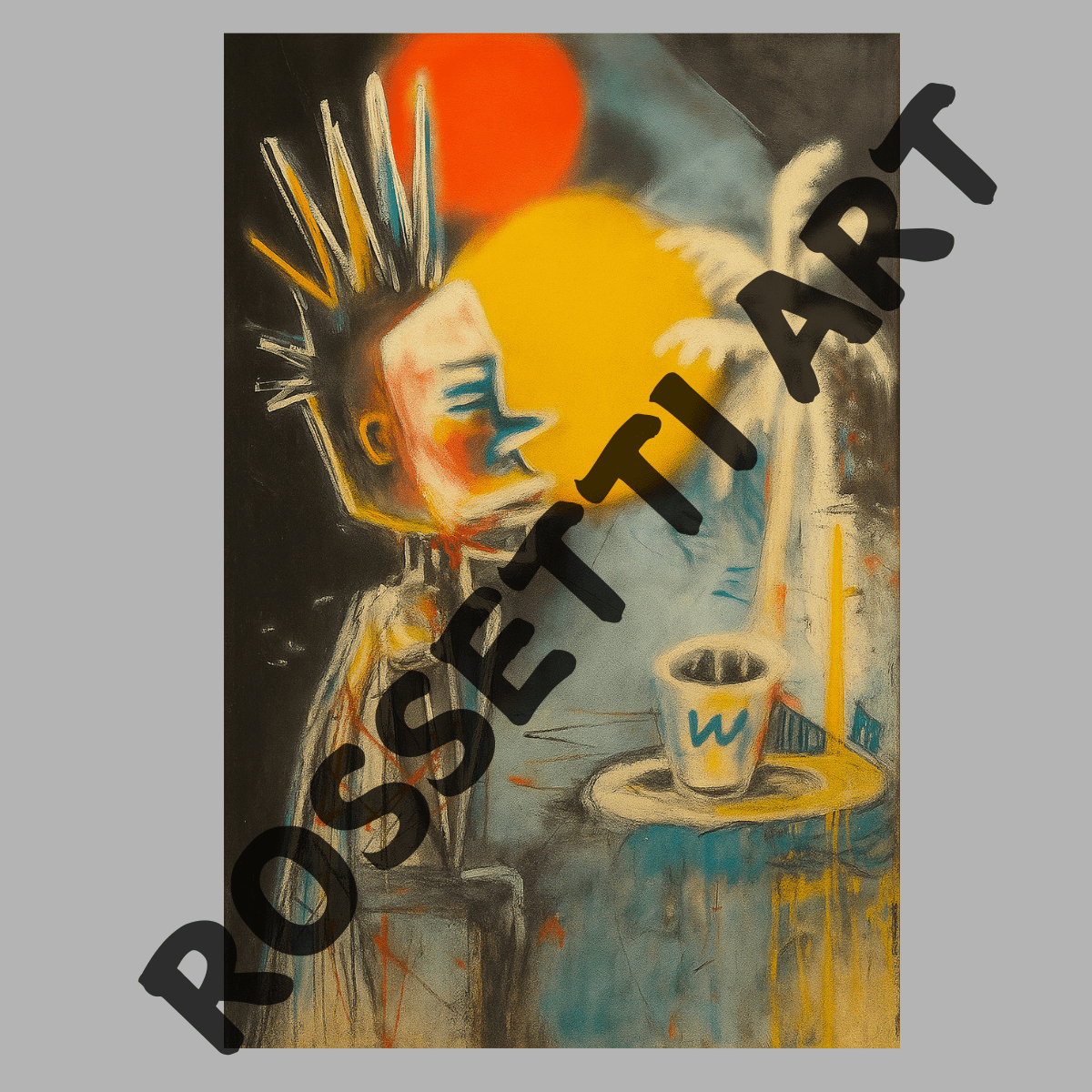 Canvas Print : "Double Sun Mood" – Urban Graffiti - Style Canvas Art with Coffee Vibes - Chiara Rossetti