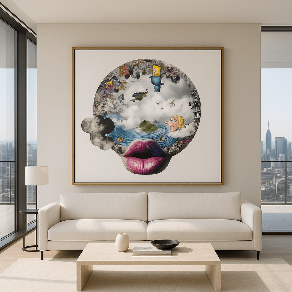 Canvas Print: Dreamscape Mind Collage – Surreal Abstract Art modern abstract canvas wall art by Rossetti Art – luxury interior design artwork for living room, bedroom, office – Bold and Dynamic Artistic Home Accent Colorful Statement Wall Art Contemporary Grid Art