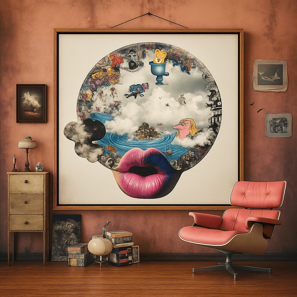Canvas Print: Dreamscape Mind Collage – Surreal Abstract Art modern abstract canvas wall art by Rossetti Art – luxury interior design artwork for living room, bedroom, office – Bold and Dynamic Artistic Home Accent Colorful Statement Wall Art Contemporary Grid Art
