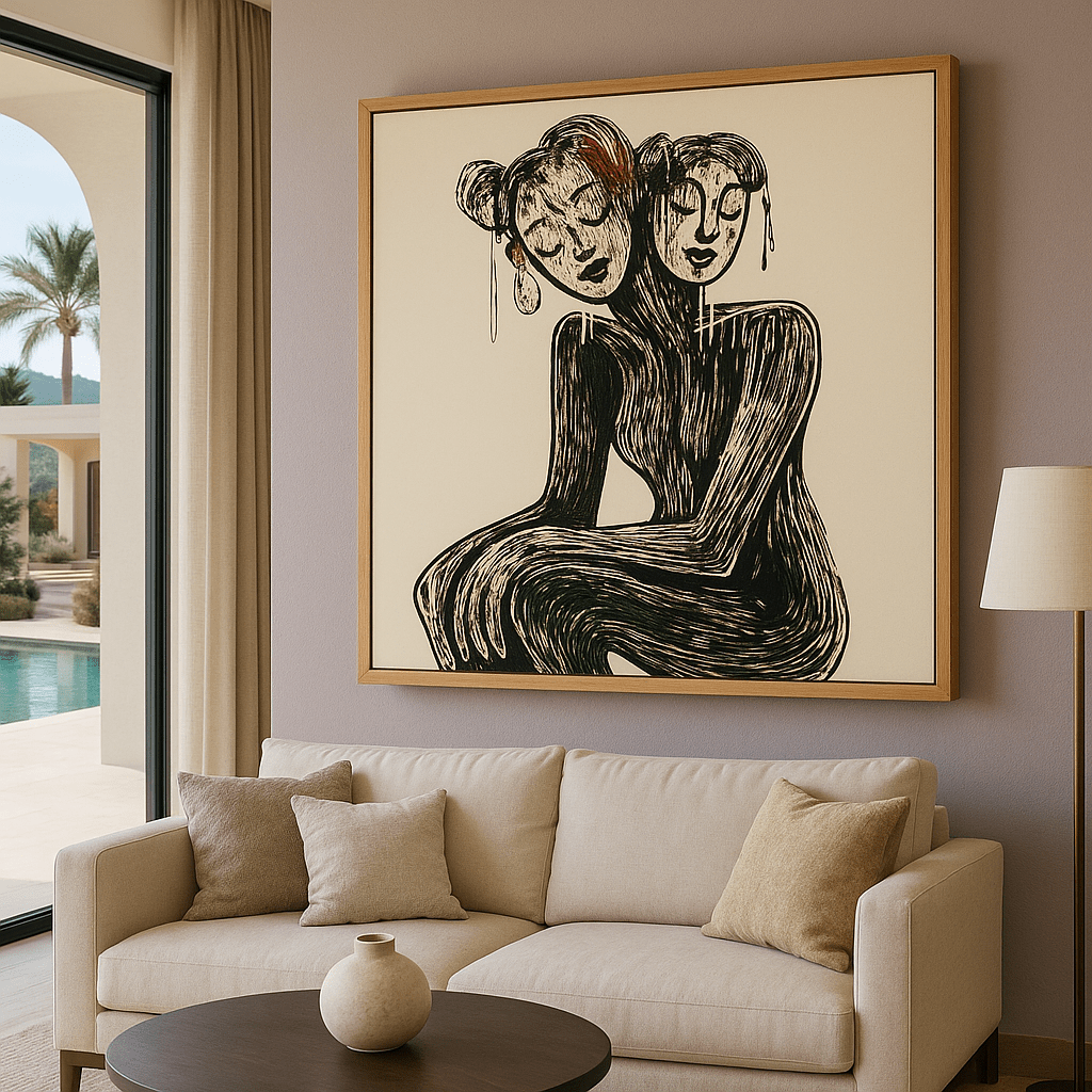 Canvas Print: Duality - Abstract Figurative Art Print modern abstract canvas wall art by Rossetti Art – luxury interior design artwork for living room, bedroom, office – contemporary art piece Contemporary Canvas Art Contemporary canvas print