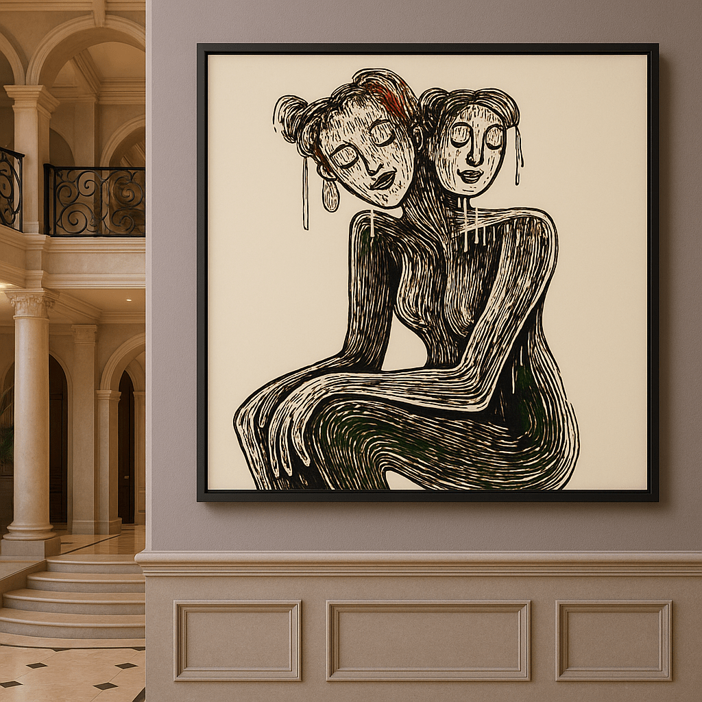 Canvas Print: Duality - Abstract Figurative Art Print modern abstract canvas wall art by Rossetti Art – luxury interior design artwork for living room, bedroom, office – contemporary art piece Contemporary Canvas Art Contemporary canvas print