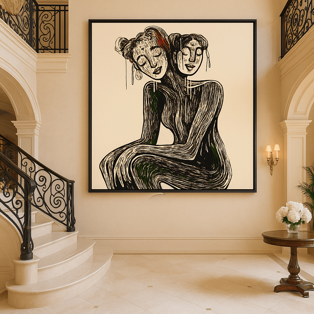 Canvas Print: Duality - Abstract Figurative Art Print modern abstract canvas wall art by Rossetti Art – luxury interior design artwork for living room, bedroom, office – contemporary art piece Contemporary Canvas Art Contemporary canvas print