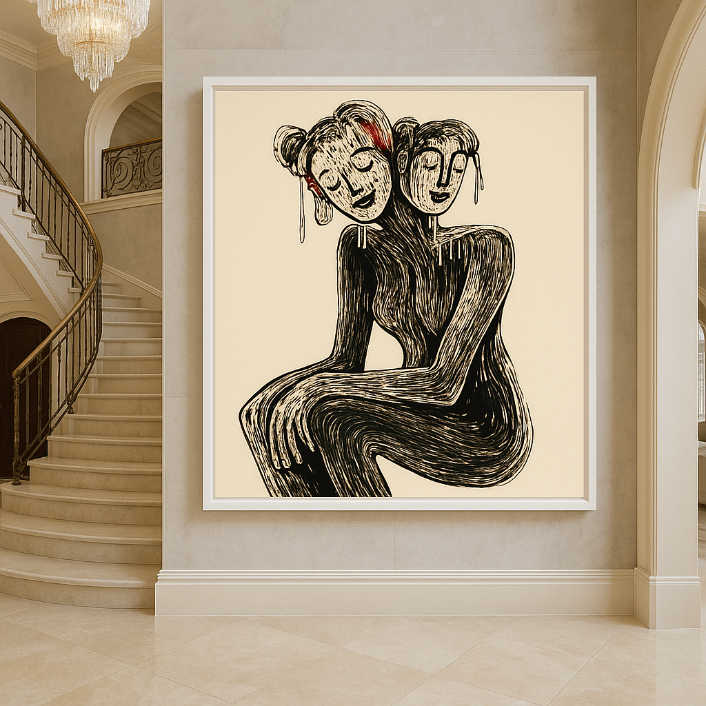 Canvas Print: Duality - Abstract Figurative Art Print modern abstract canvas wall art by Rossetti Art – luxury interior design artwork for living room, bedroom, office – contemporary art piece Contemporary Canvas Art Contemporary canvas print