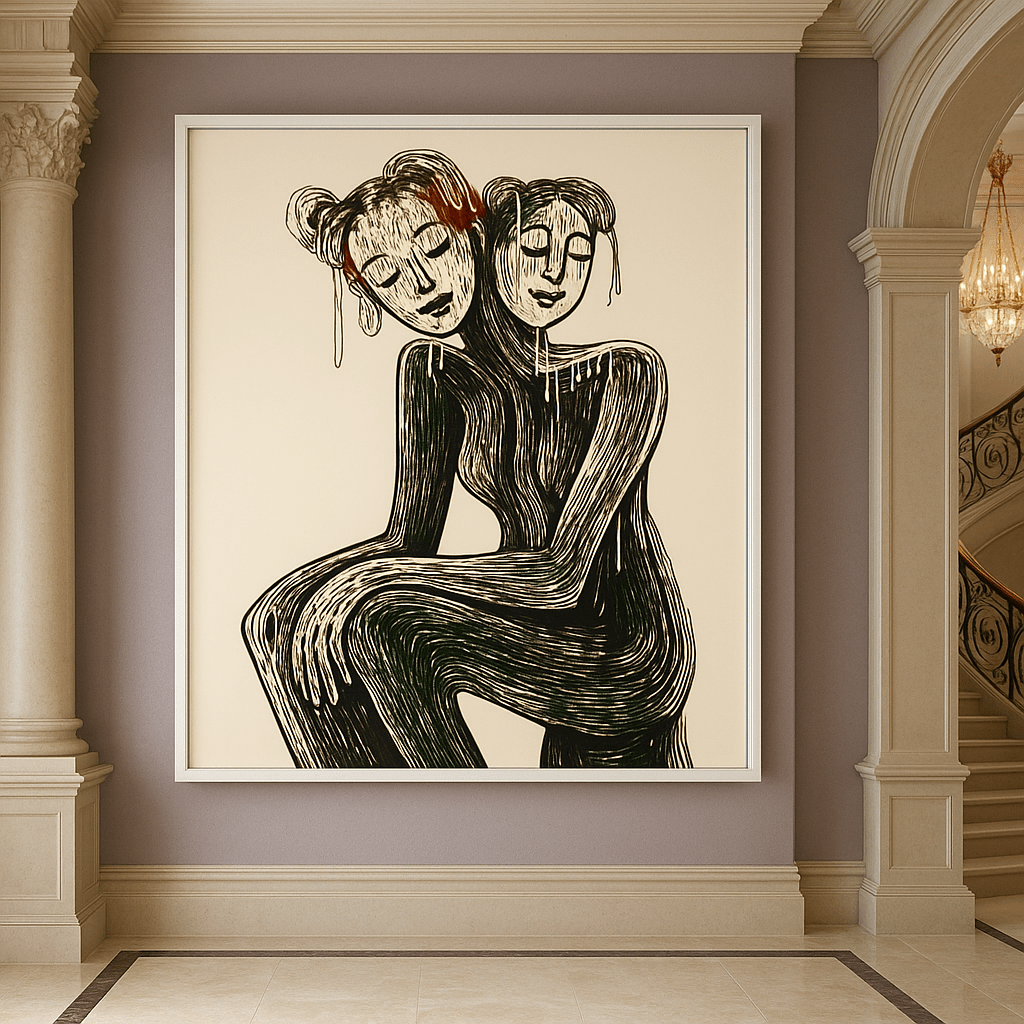 Canvas Print: Duality - Abstract Figurative Art Print modern abstract canvas wall art by Rossetti Art – luxury interior design artwork for living room, bedroom, office – contemporary art piece Contemporary Canvas Art Contemporary canvas print