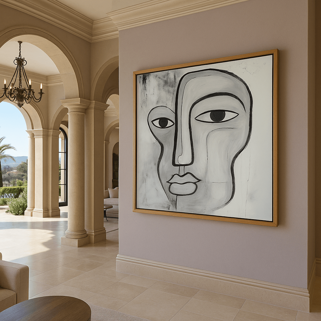 Canvas Print: Duality of the Soul – Abstract Black & White Art modern abstract canvas wall art by Rossetti Art – luxury interior design artwork for living room, bedroom, office – Abstract Black and Gold Wall Art Abstract Line Art Black And White Art