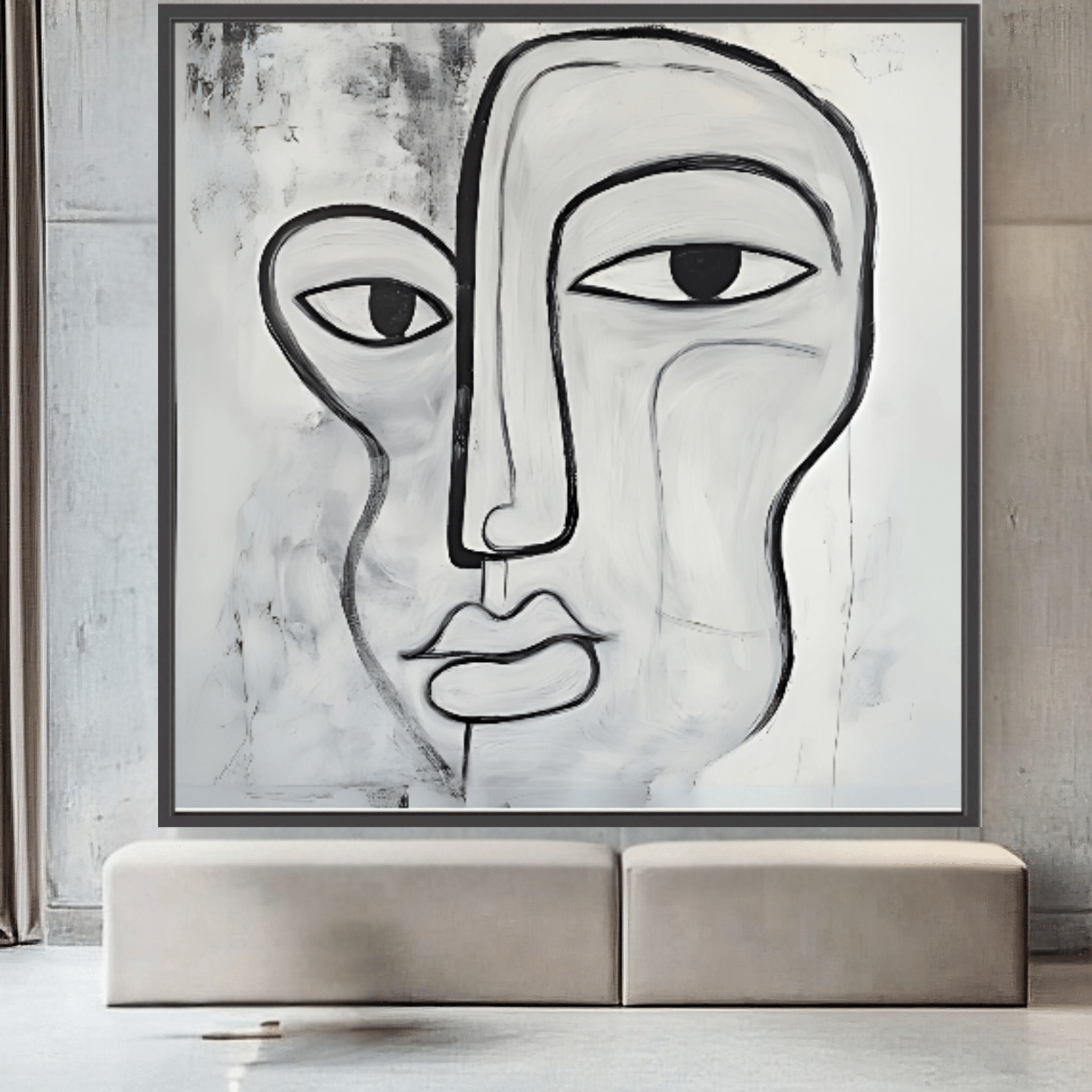 Canvas Print: Duality of the Soul – Abstract Black & White Art modern abstract canvas wall art by Rossetti Art – luxury interior design artwork for living room, bedroom, office – Abstract Black and Gold Wall Art Abstract Line Art Black And White Art
