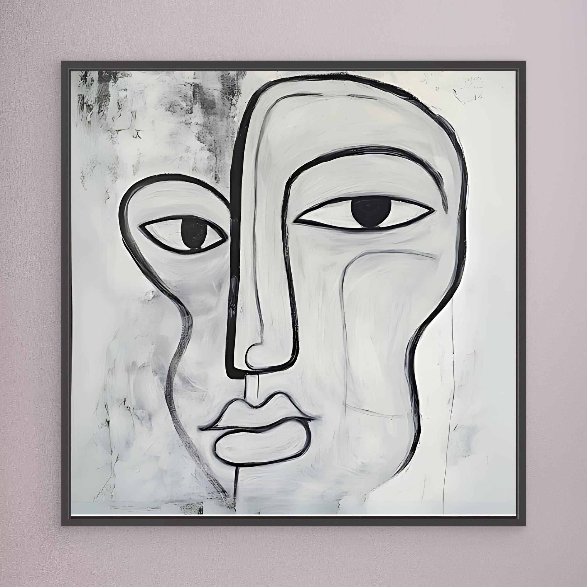 Canvas Print: Duality of the Soul – Abstract Black & White Art modern abstract canvas wall art by Rossetti Art – luxury interior design artwork for living room, bedroom, office – Abstract Black and Gold Wall Art Abstract Line Art Black And White Art