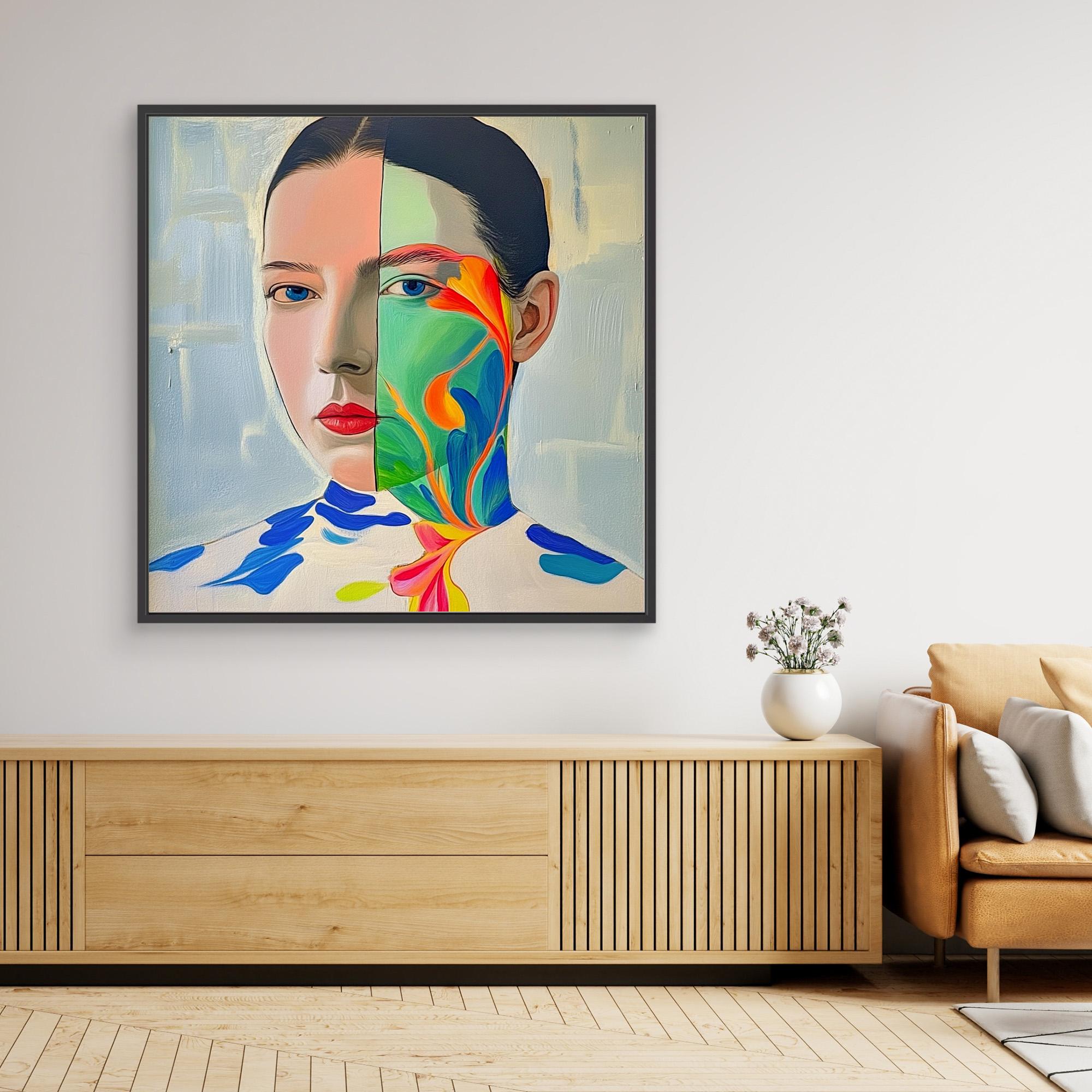 Canvas Print: "Duality" – Surreal Abstract Portrait Wall Art modern abstract canvas wall art by Rossetti Art – luxury interior design artwork for living room, bedroom, office – abstract cubist portrait Abstract portrait Abstract portrait art