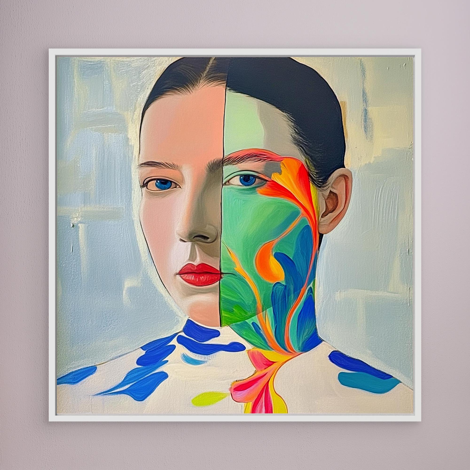 Canvas Print: "Duality" – Surreal Abstract Portrait Wall Art modern abstract canvas wall art by Rossetti Art – luxury interior design artwork for living room, bedroom, office – abstract cubist portrait Abstract portrait Abstract portrait art