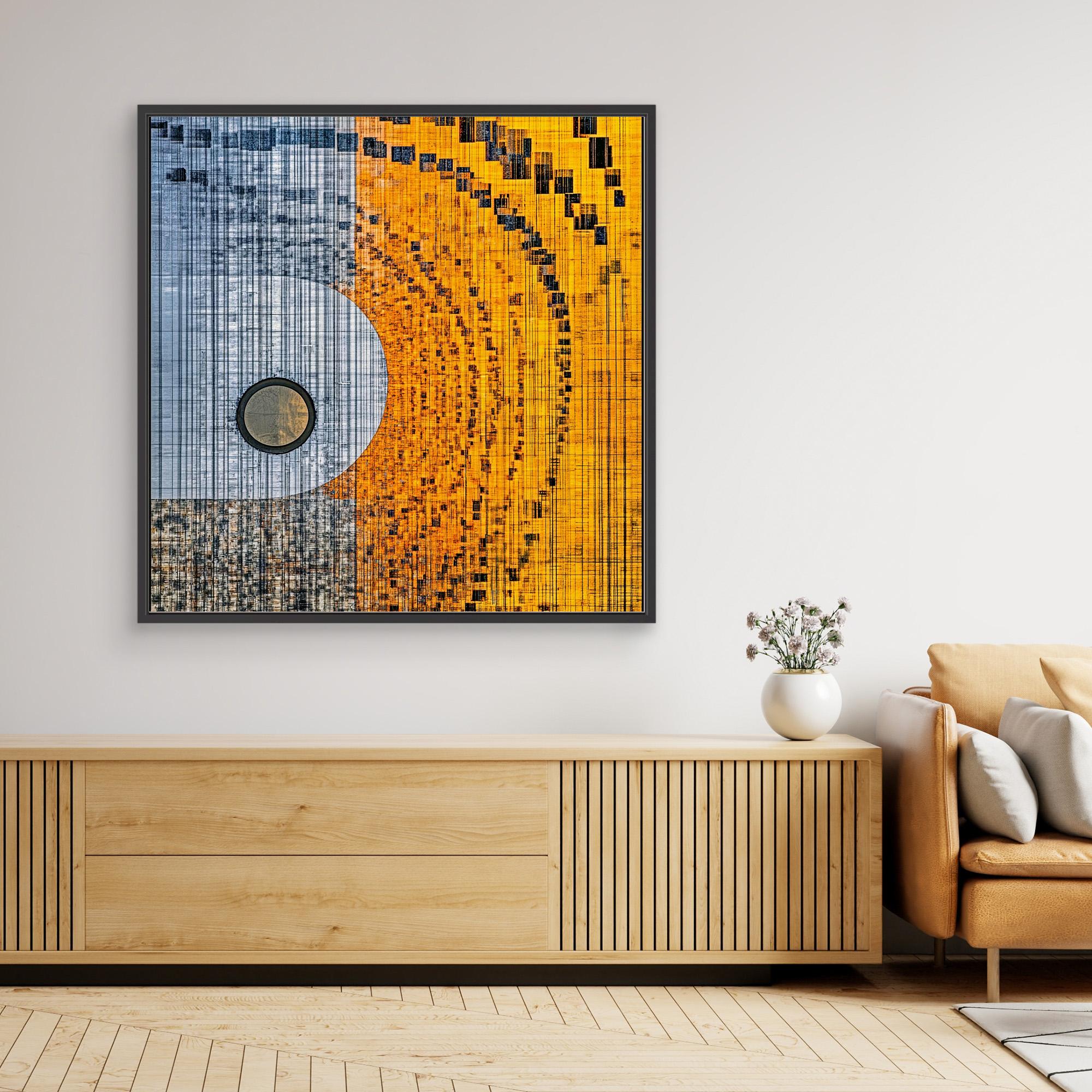 Canvas Print : Dynamic Yellow & Black Geometric - Abstract Art modern abstract canvas wall art by Rossetti Art – luxury interior design artwork for living room, bedroom, office – Abstract Modern Wall Art Bold Geometric Canvas Contemporary Minimalist Decor