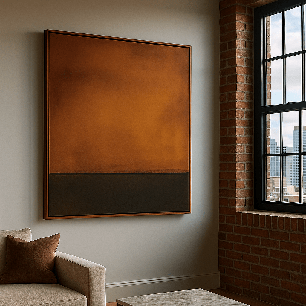 Canvas Print: Earth Horizon – Wabi Sabi Abstract Minimalist Brown Canvas Print | Rossetti Art modern abstract canvas wall art by Rossetti Art – luxury interior design artwork for living room, bedroom, office – abstract wall art canvas print art Chiara Rossetti