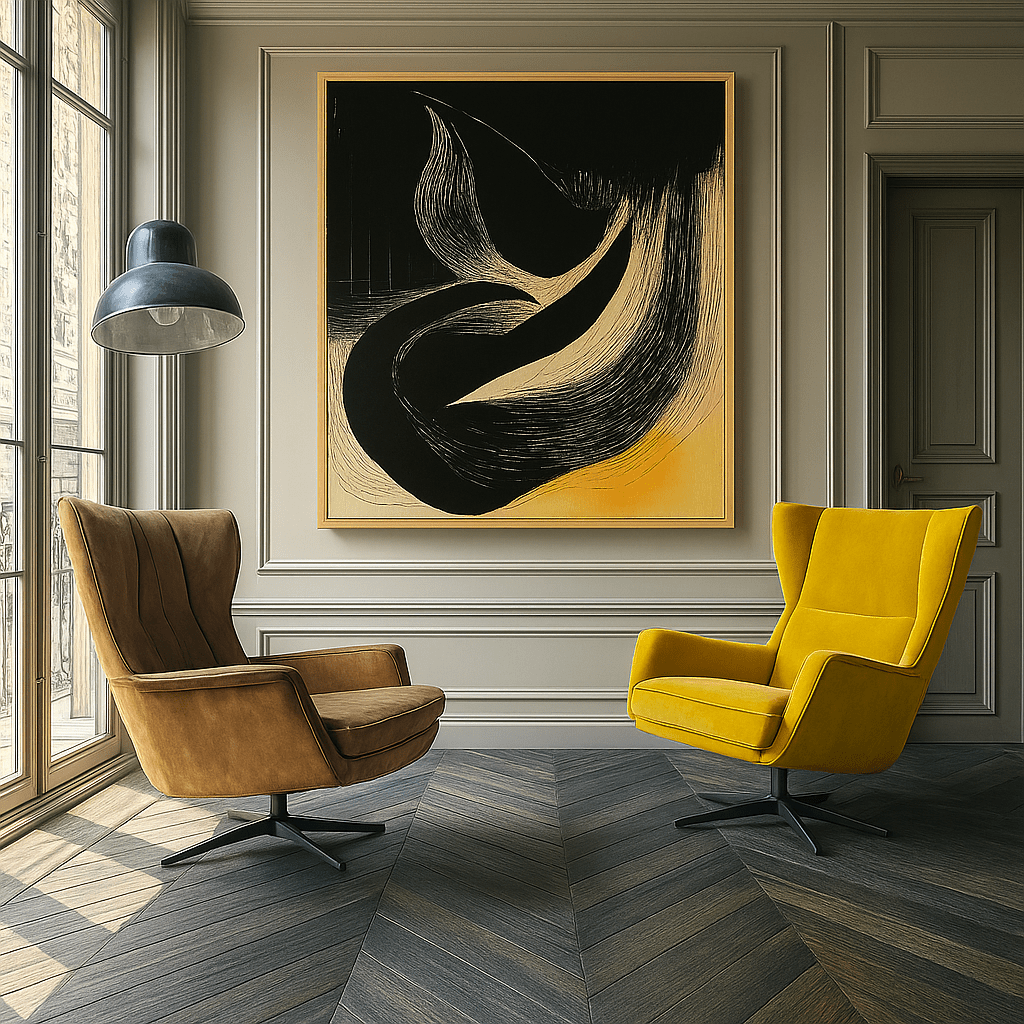 Canvas Print : Eclipse Drift | Bold Abstract Art in Floater Frame modern abstract canvas wall art by Rossetti Art – luxury interior design artwork for living room, bedroom, office – Contemporary Art for Sale contemporary art piece Contemporary art print