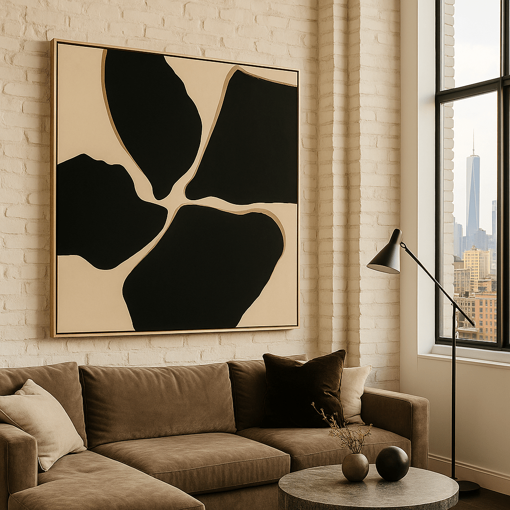 Canvas Print: Eclipse Flow - Modern Minimalist Black Abstract Canvas Print modern abstract canvas wall art by Rossetti Art – luxury interior design artwork for living room, bedroom, office – abstractnew canvas print art Chiara Rossetti